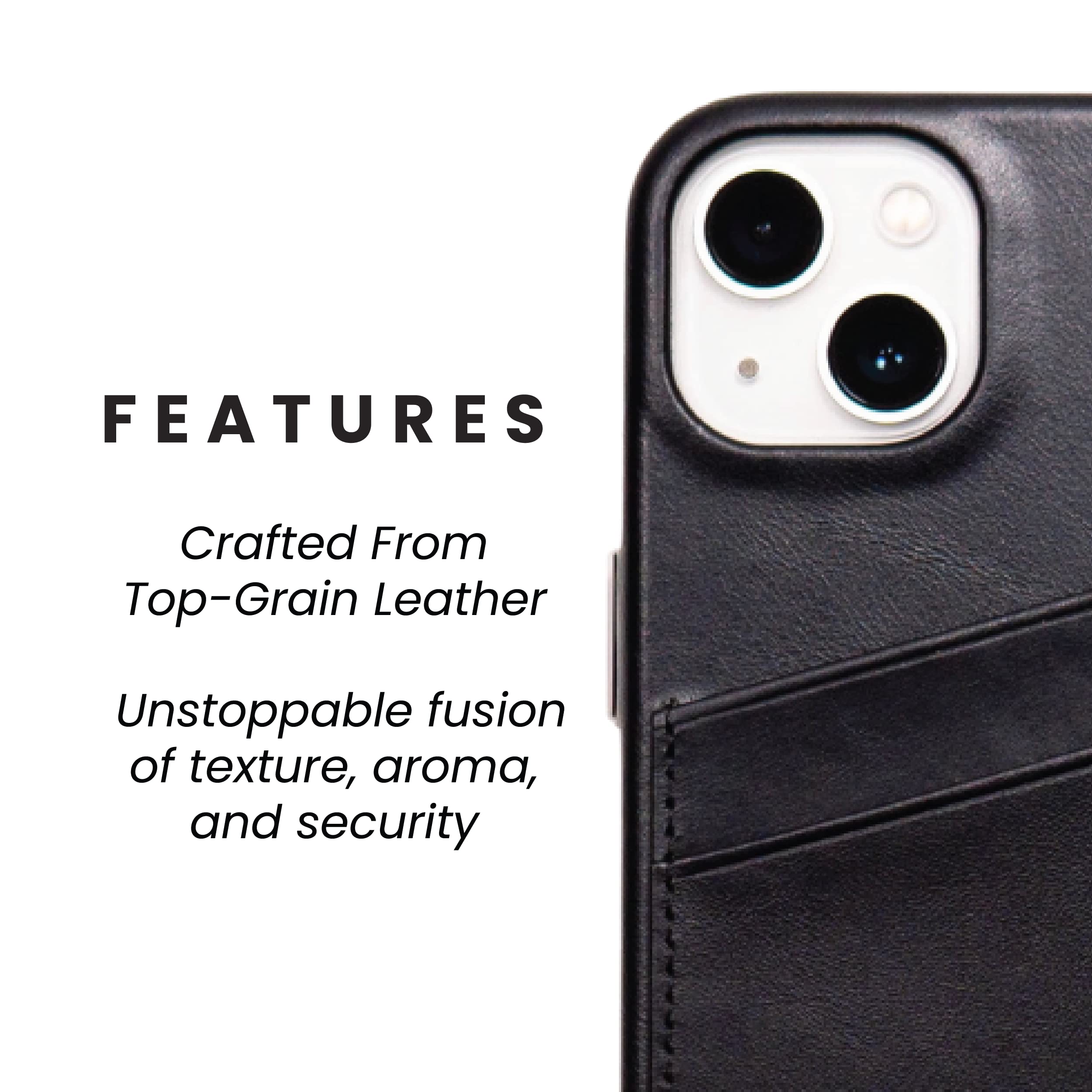Premium Leather iPhone 13 Case - Bullstrap Black Edition Portfolio Phone Cover for Apple iPhone 13 | Durable Protection for Work, Travel & Everyday Use