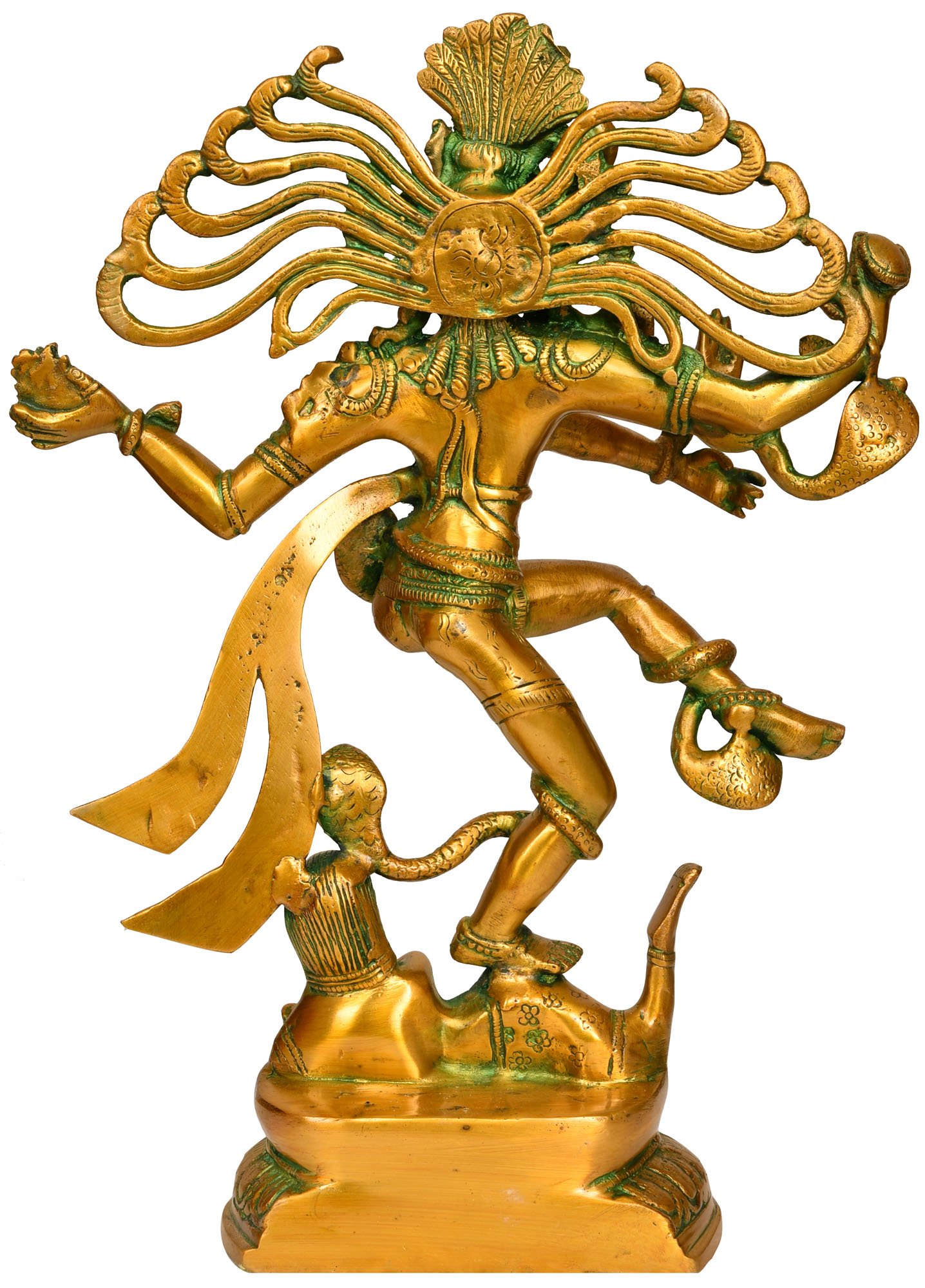 ZDN90 Greenish Gold Lord Shiva Nataraja Statue - Hindu God of Dance Sculpture for Home Altar, Yoga Studio & Meditation Space