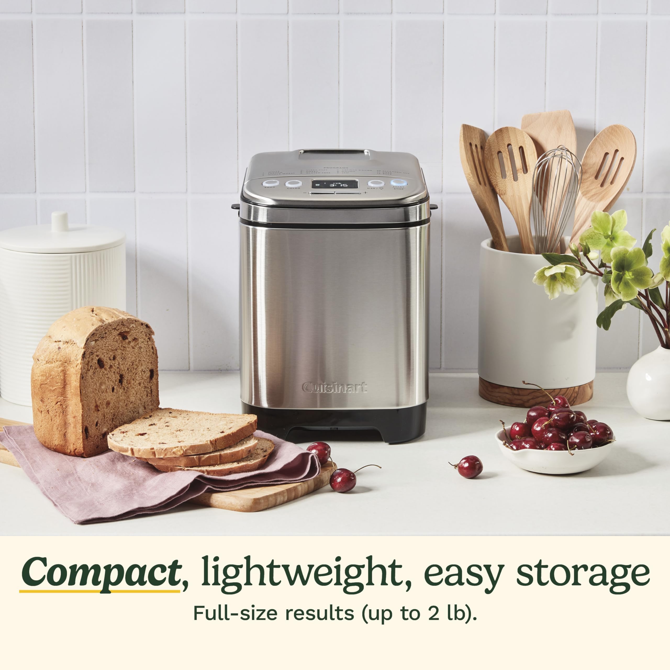 Cuisinart CBK-110NAS Automatic Bread Maker Machine - Compact 2lb Loaf Capacity with Customizable Settings for Homemade Bread, Perfect for Kitchens, Small Spaces & Gift Giving