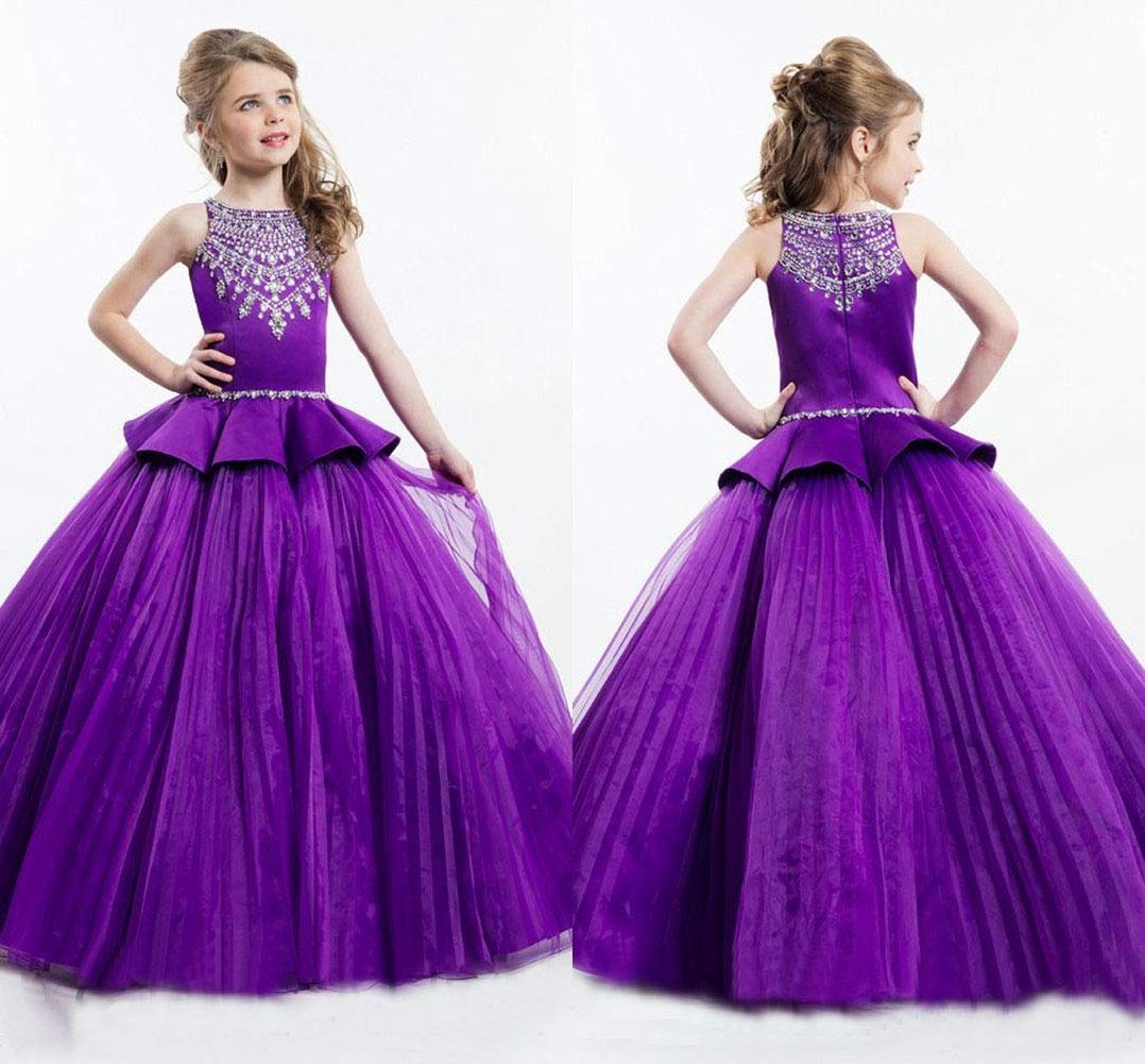 Emmani Girls Tulle Princess Pageant Dress with Sparkling Beads & Floral Details - Perfect for Birthday Parties, Pageants & Special Occasions