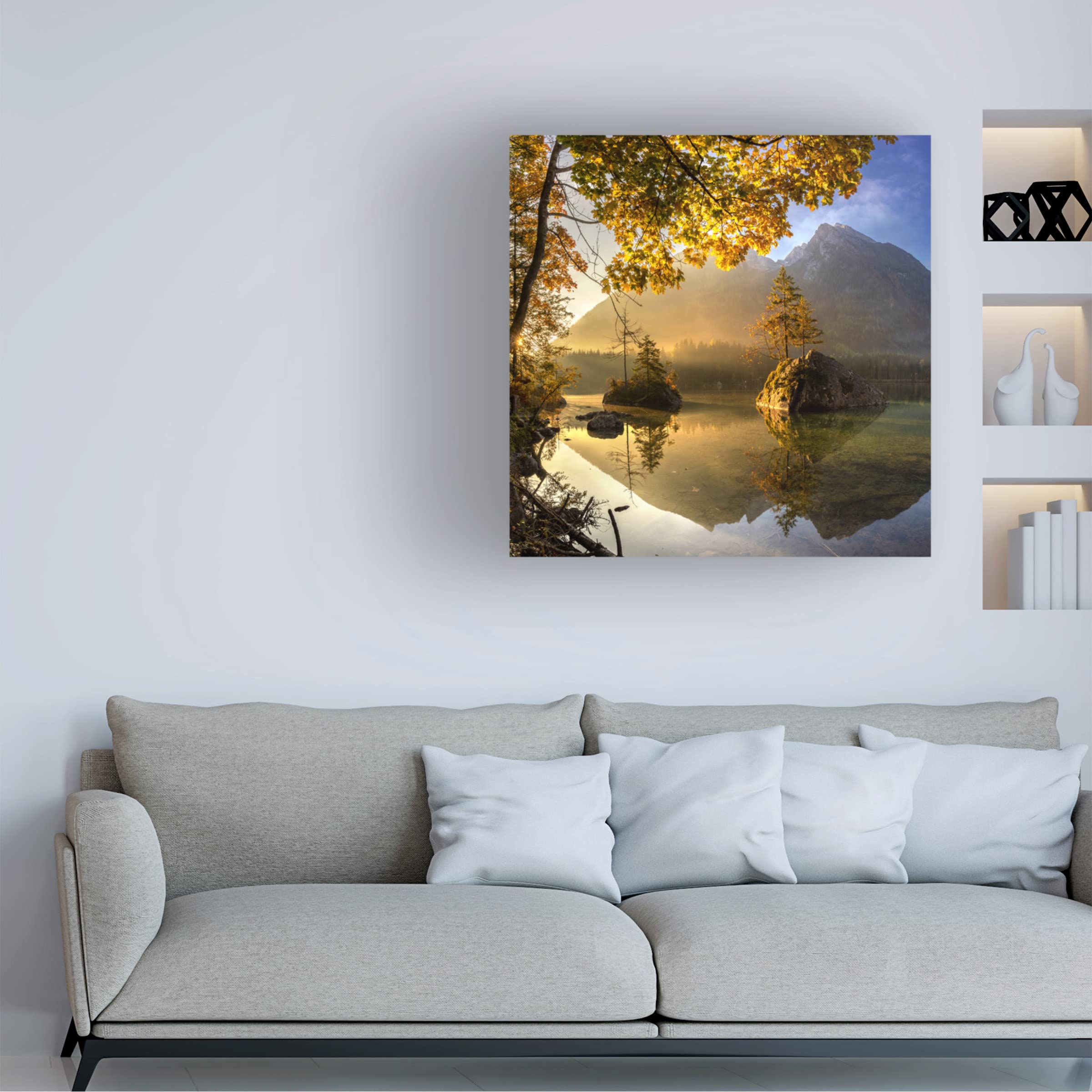 Trademark Fine Art 'Lake Hintersee' by Keller - Stunning Landscape Canvas Wall Art for Living Room, Bedroom & Office Decor