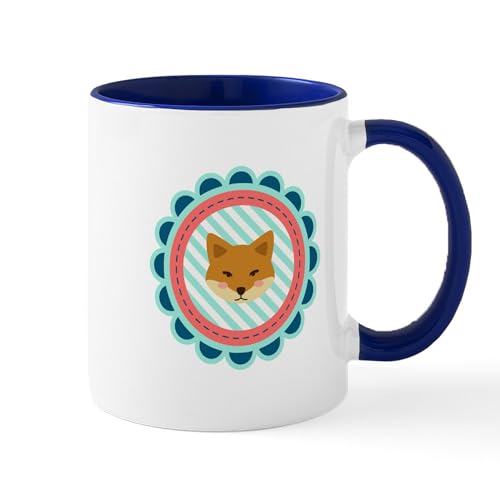 White/Navy Inside - Baby Fox Patch Mugs
