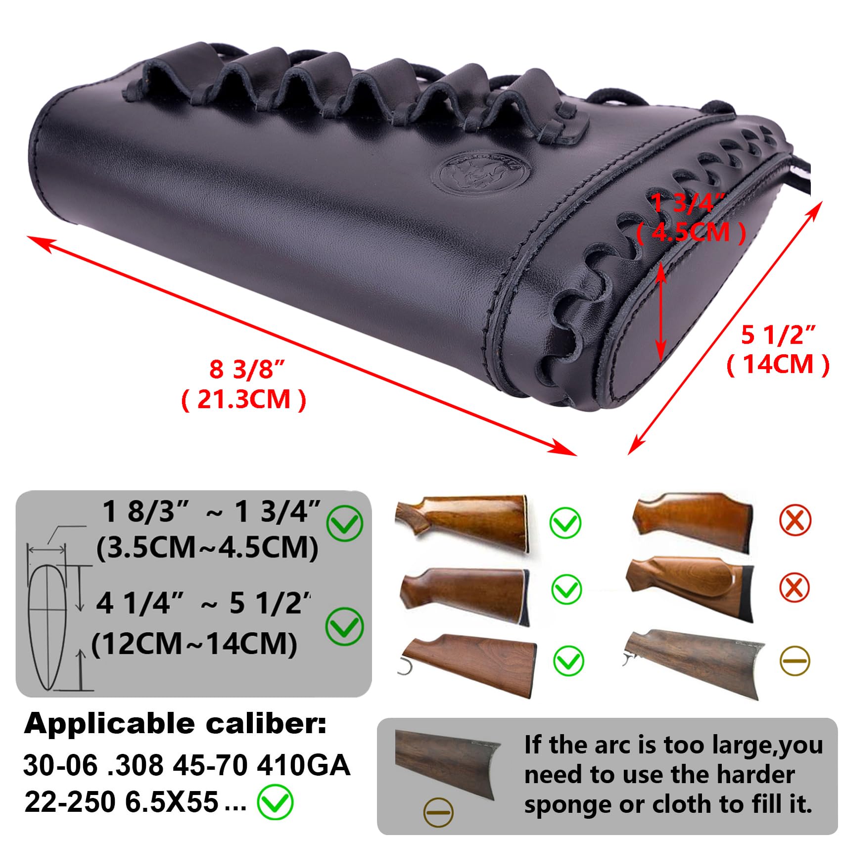 Premium Handmade Leather Rifle Buttstock Cover with Adjustable Gun Sling & Ammo Shell Holder - Hunting, Shooting Range & Outdoor Sports Accessory