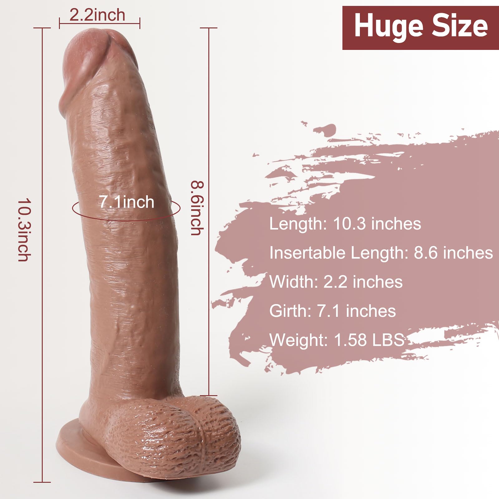 10 Inch Realistic Silicone Dildo with Suction Cup - Large Thick Sex Toy for Women & Men, Hands-Free G-Spot & Anal Stimulation - Soft Lifelike Fake Penis with Balls for Solo Play, Couples & BDSM (Brown)