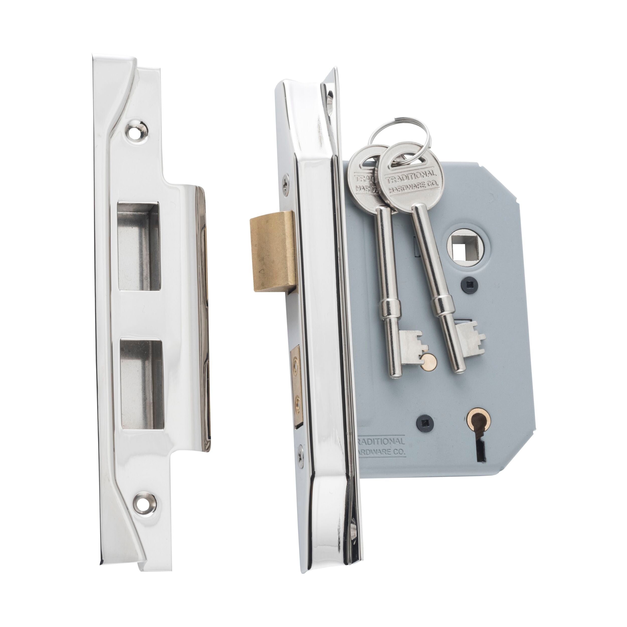 5 Lever Mortice Lock with 57mm Backset - CTC57mm, Polished Nickel Finish for Enhanced Security | Ideal for Residential & Commercial Doors, Cabinets & Safes