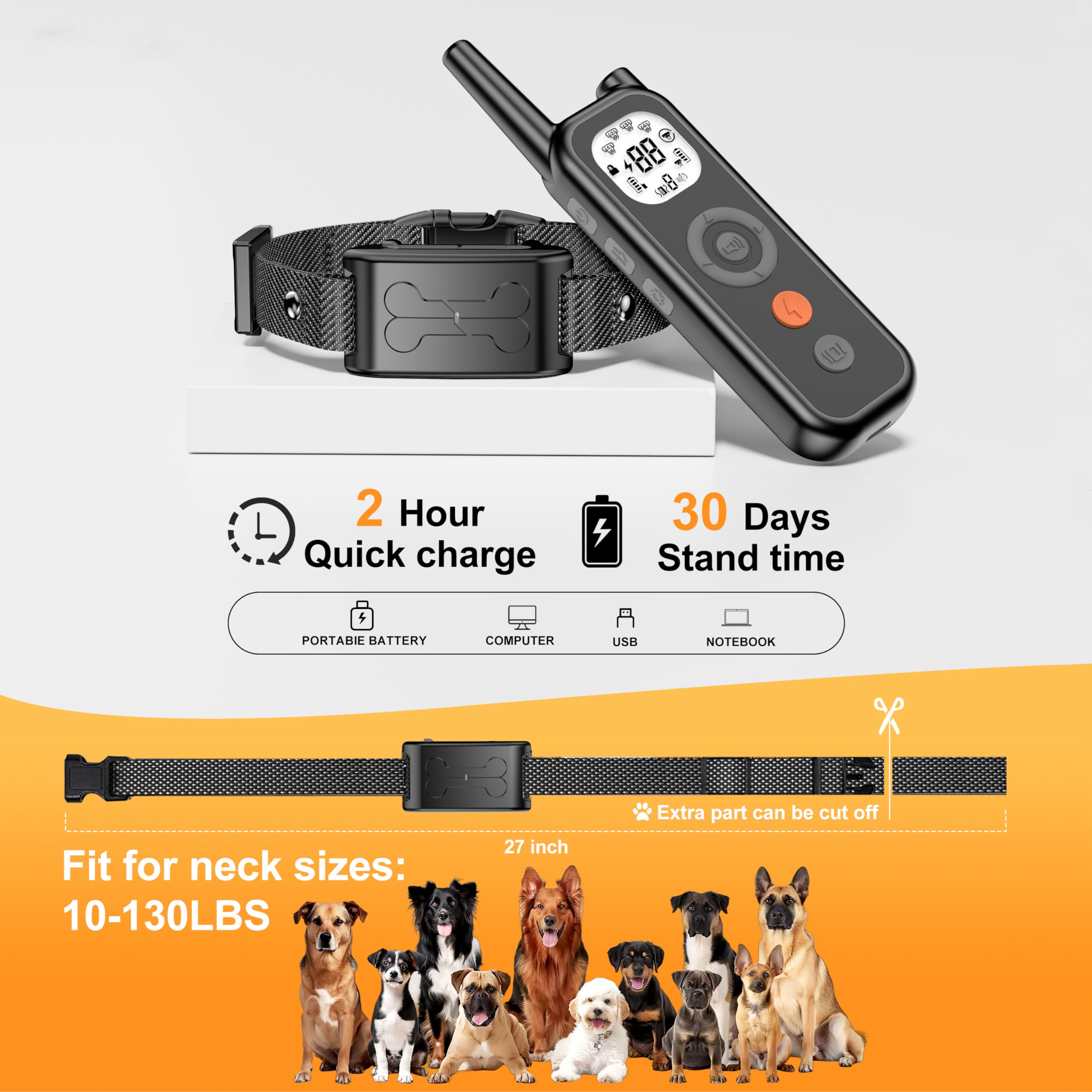 Wireless Dog Fence System for 2 Dogs - 2-in-1 Electric Pet Containment with Remote Training Collar | Waterproof & Adjustable Outdoor Dog Fence for Large Yards & Training | Perfect for Backyard Safety & Off-Leash Freedom