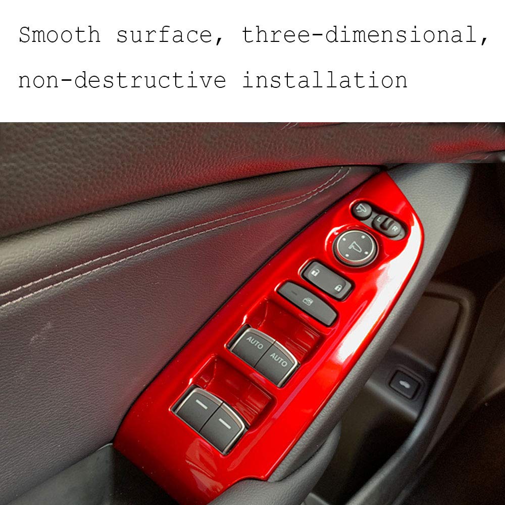 ABS Engineering Plastic Car Door Lock Panel Cover Trim Accessories for Honda 10th Gen Accord 2018-2020 - Red | Window Lift Control Switch & Armrest Upgrade | Perfect for DIY Repair & Interior Customization
