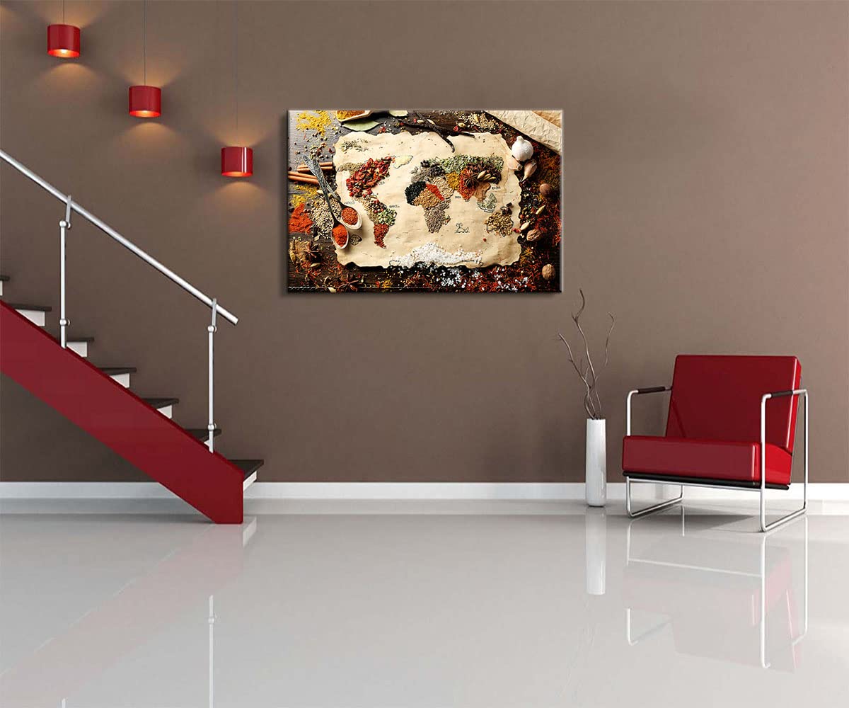 Kitchen Wall Art Canvas - Spice & Food Poster for Dining Room Decor (24x36