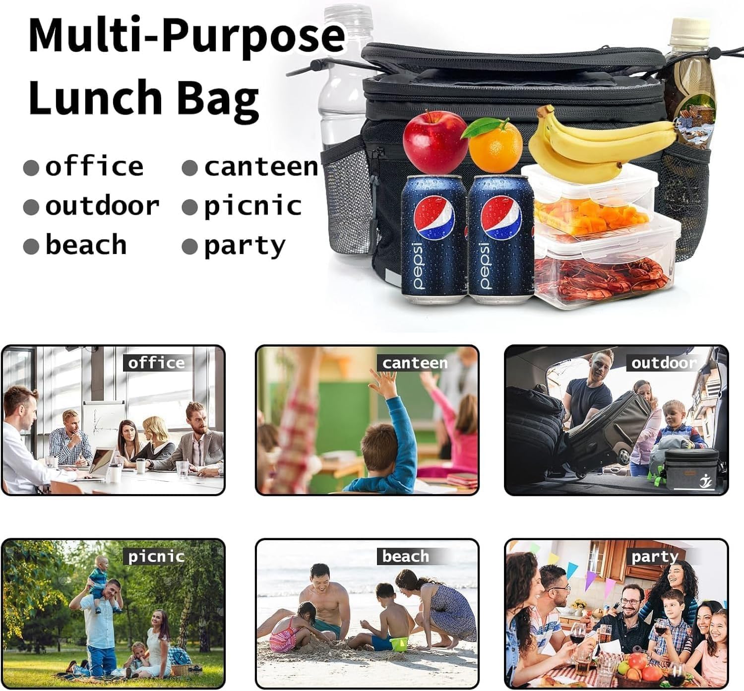 Waterproof Bike Handlebar Bag with Touchscreen Phone Holder & Insulated Cooler Lunch Bag - Cycling Commute, Outdoor Picnic, Grocery Shopping Accessories