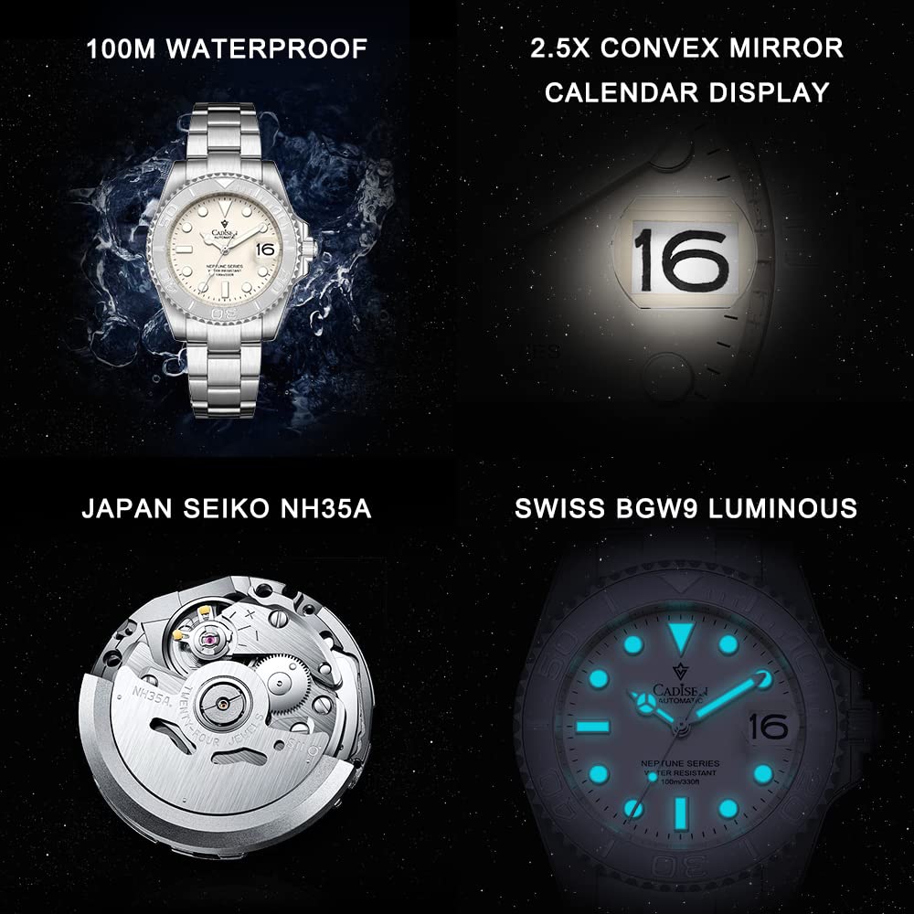 CADISEN Men's Automatic Mechanical Watch - Luxury Leather Strap, Waterproof, Sapphire Crystal - Perfect for Business, Casual & Outdoor Activities