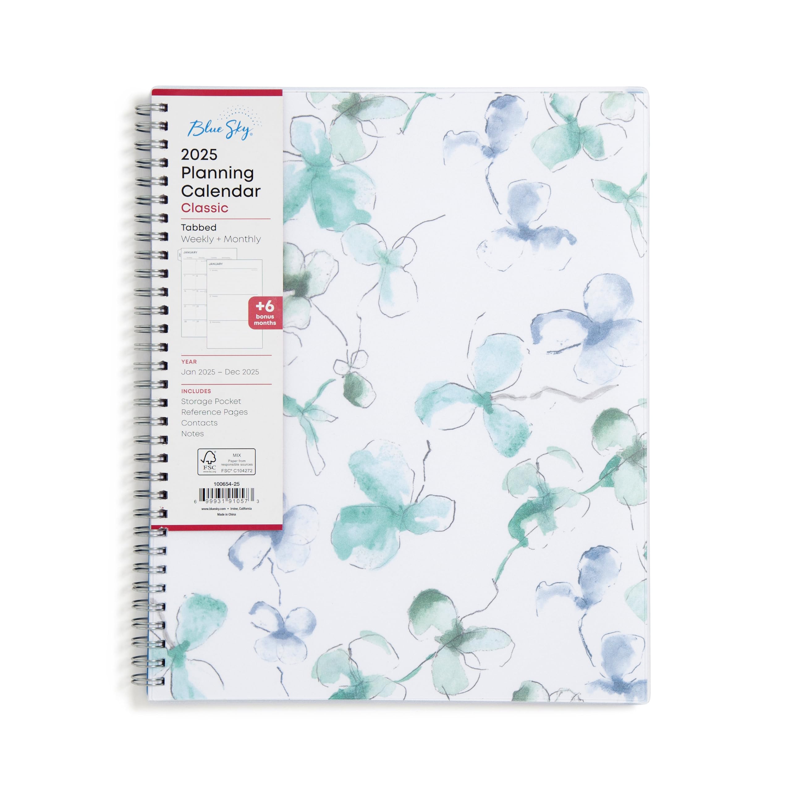 Blue Sky 2025 Weekly & Monthly Planner Calendar - January to December 2025, 8.5