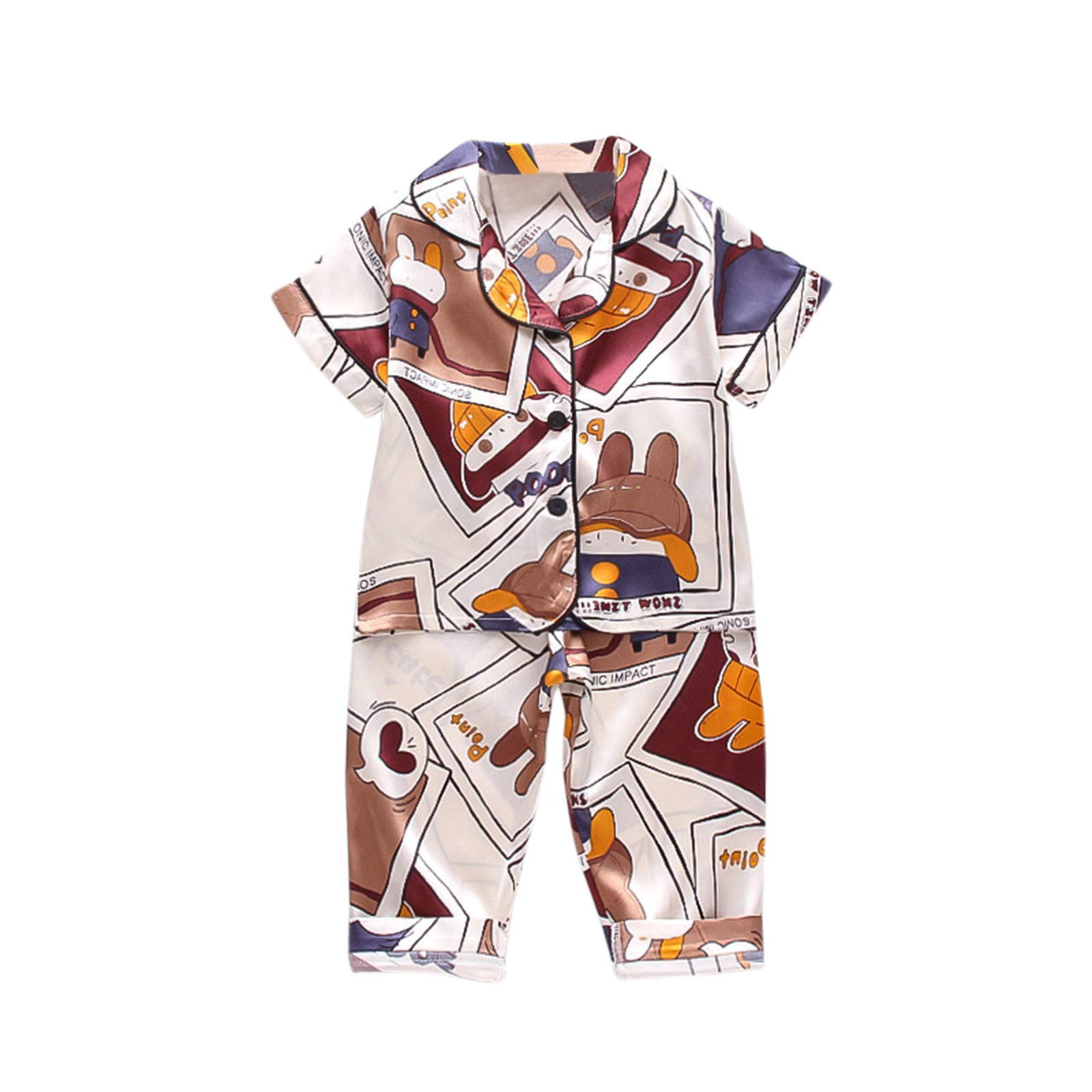Cartoon Print Pajama Set for Infants - Soft & Comfortable Baby Sleepwear for Boys & Girls | Perfect for Bedtime, Lounging & Nursery