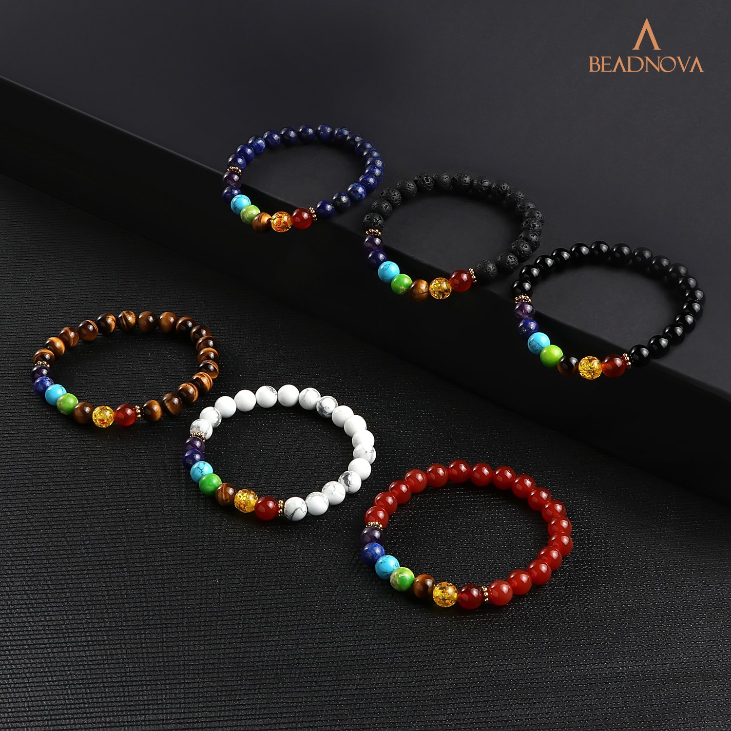BEADNOVA 4mm Natural Hematite Round Loose Beads for Jewelry Making - 90-92pcs Gemstone Beads for DIY Bracelets, Necklaces & Crafting - Perfect for Healing Crystal Jewelry & Gifts