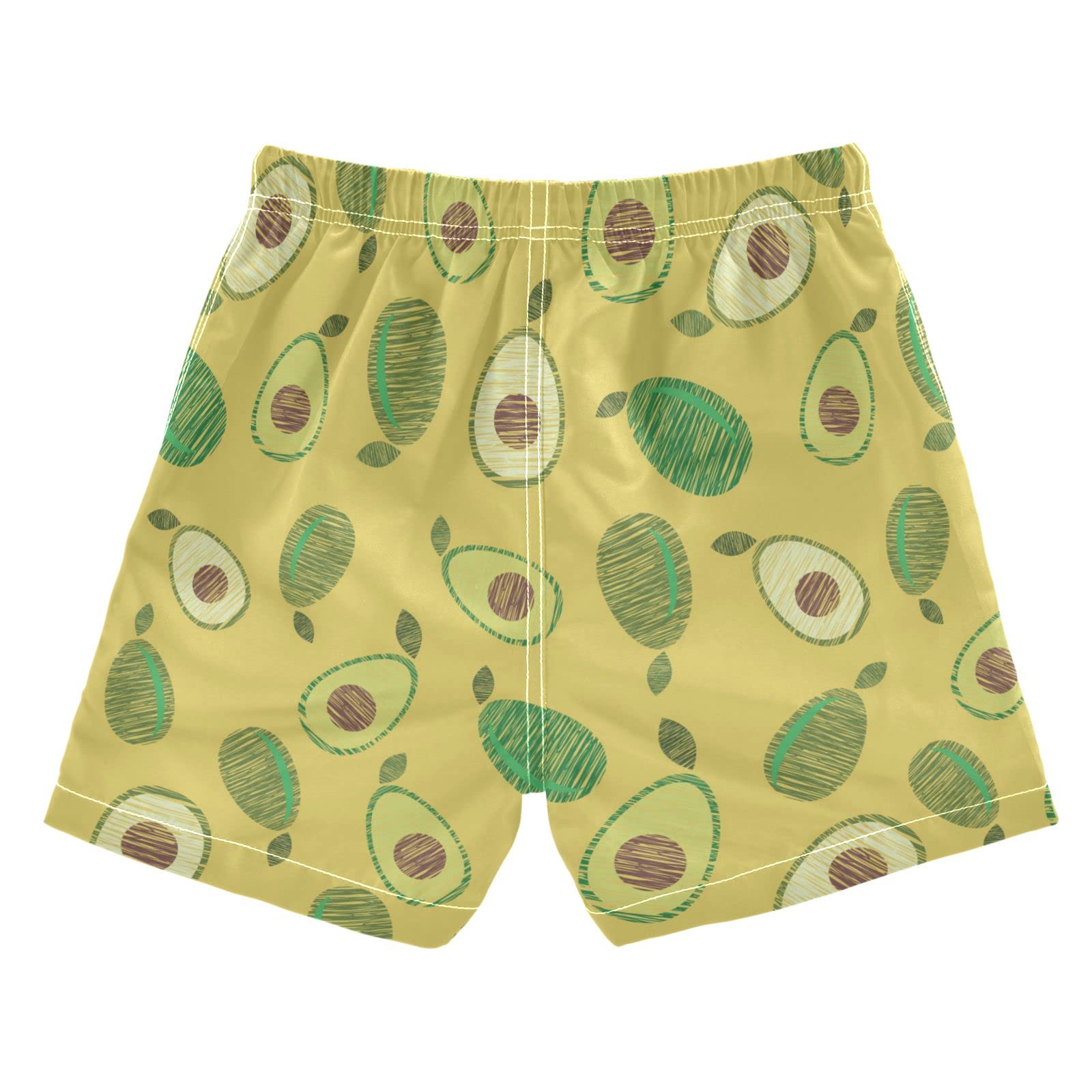 Susiyo Hand Drawn Avocado Boys Swim Trunks - Quick Dry Toddler Swim Shorts for Beach, Pool & Water Play | Cute Summer Swimwear for Kids