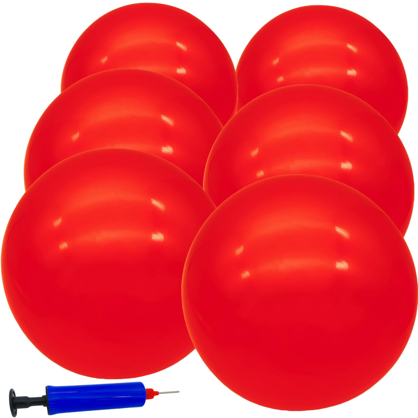 6-Pack 9-Inch Inflatable Bouncy Balls with Hand Pump - Fun Outdoor & Indoor Play Balls for Kids - Perfect for Birthday Parties, School Activities, and Backyard Games