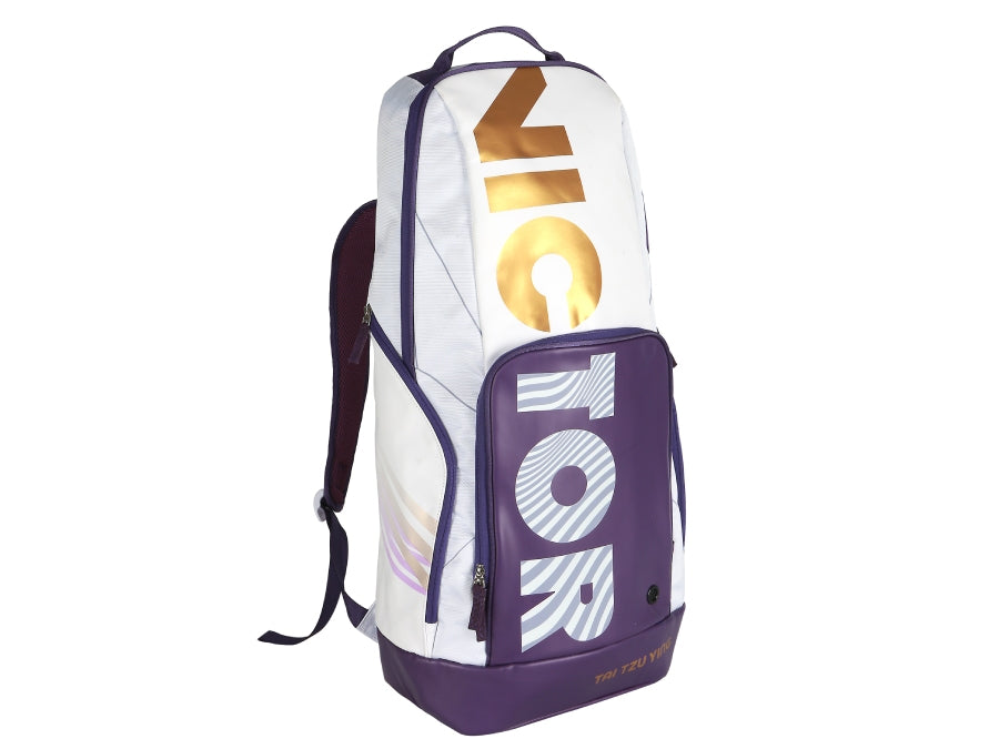 Victor Tai Tzu Ying Long Backpack 9-Pack - Durable White Badminton Backpacks for Players & Fans - Perfect for Tournaments, Training & School Sports