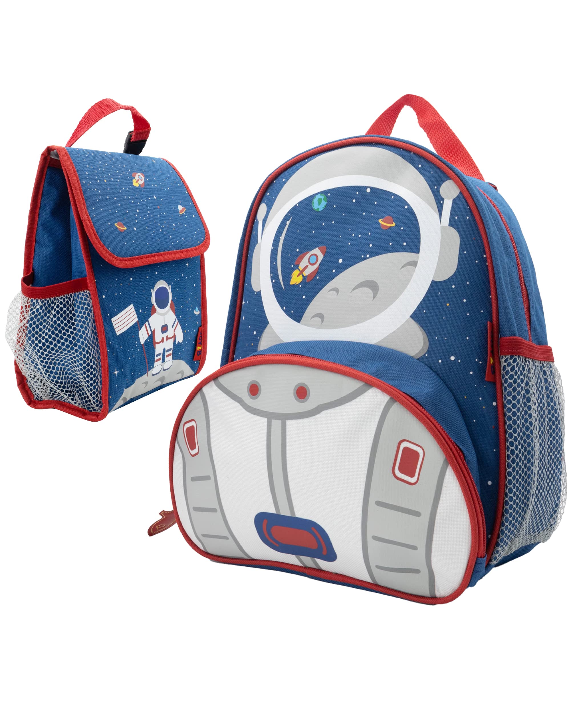 Space Astronaut Toddler Backpack for Boys & Girls with Matching Lunch Box - Cute Preschool Backpack for School, Camp & Travel - Durable Kids Backpack Set for Daycare, Outdoor Adventures & Daily Use