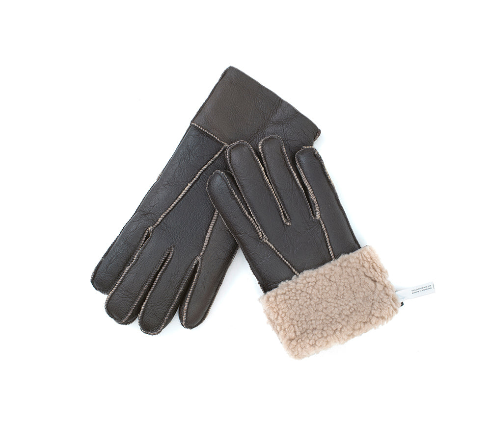 Australian Shepherd® Genuine Leather Fluffy Sheepskin Wool Stitching Gloves - Warm Winter Gloves for Outdoor Activities, Hiking & Cold Weather Protection