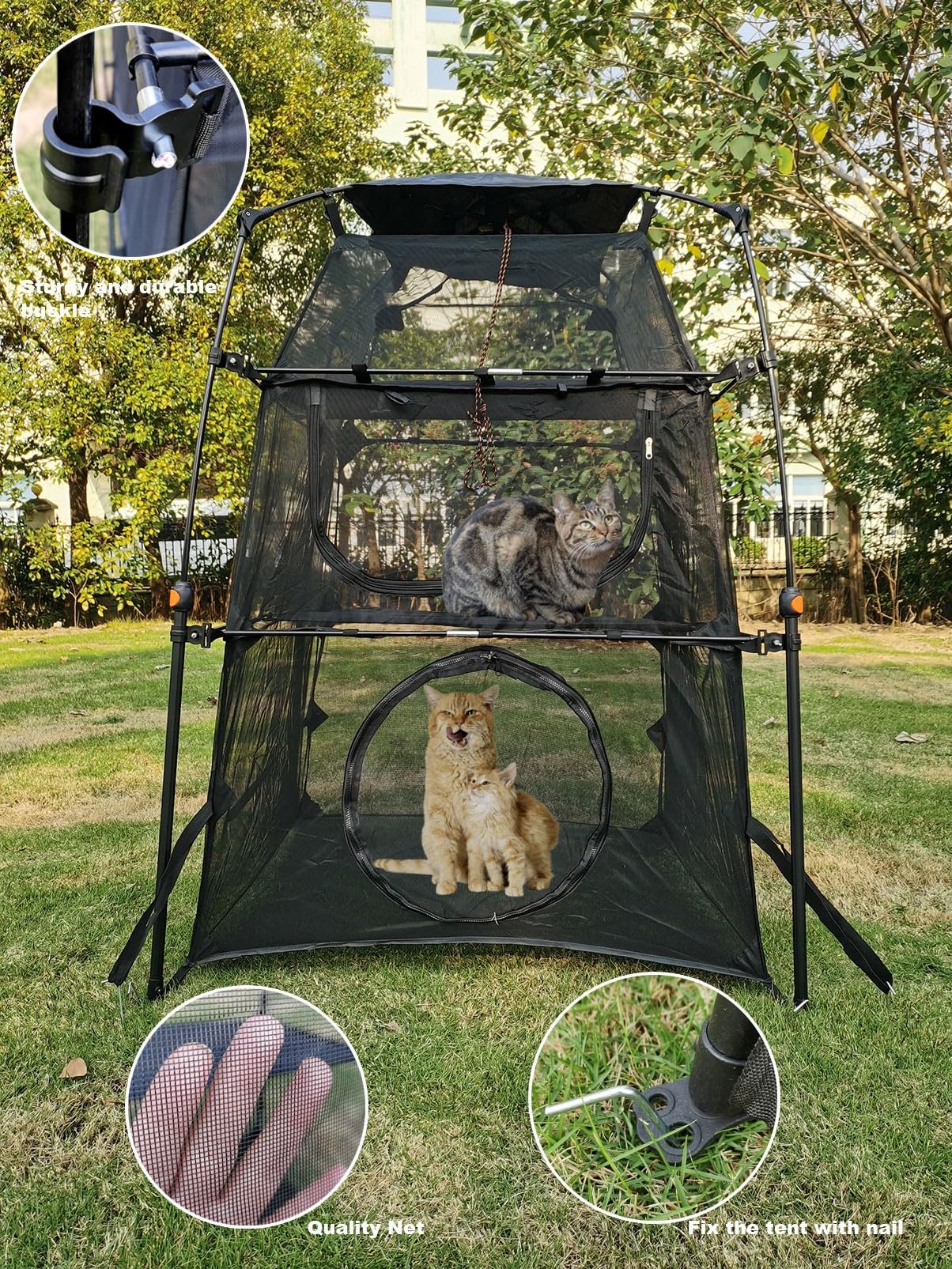 Portable Large Pop Up Cat Tent for Outdoor Use - Lightweight Pet Enclosure for Camping, Backyard, Patio & Travel - Perfect for Cats & Small Pets