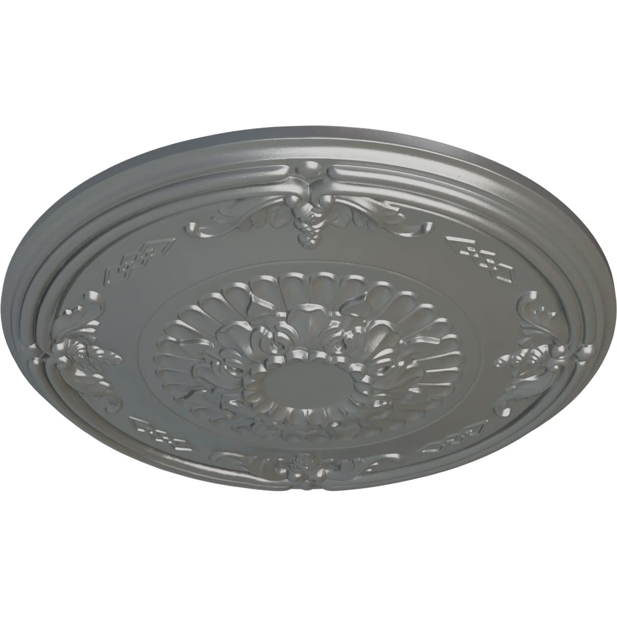 Ekena Millwork Athens Ceiling Medallion - Hand-Painted Silver Finish - Elegant Home Decor for Dining Rooms & Entryways
