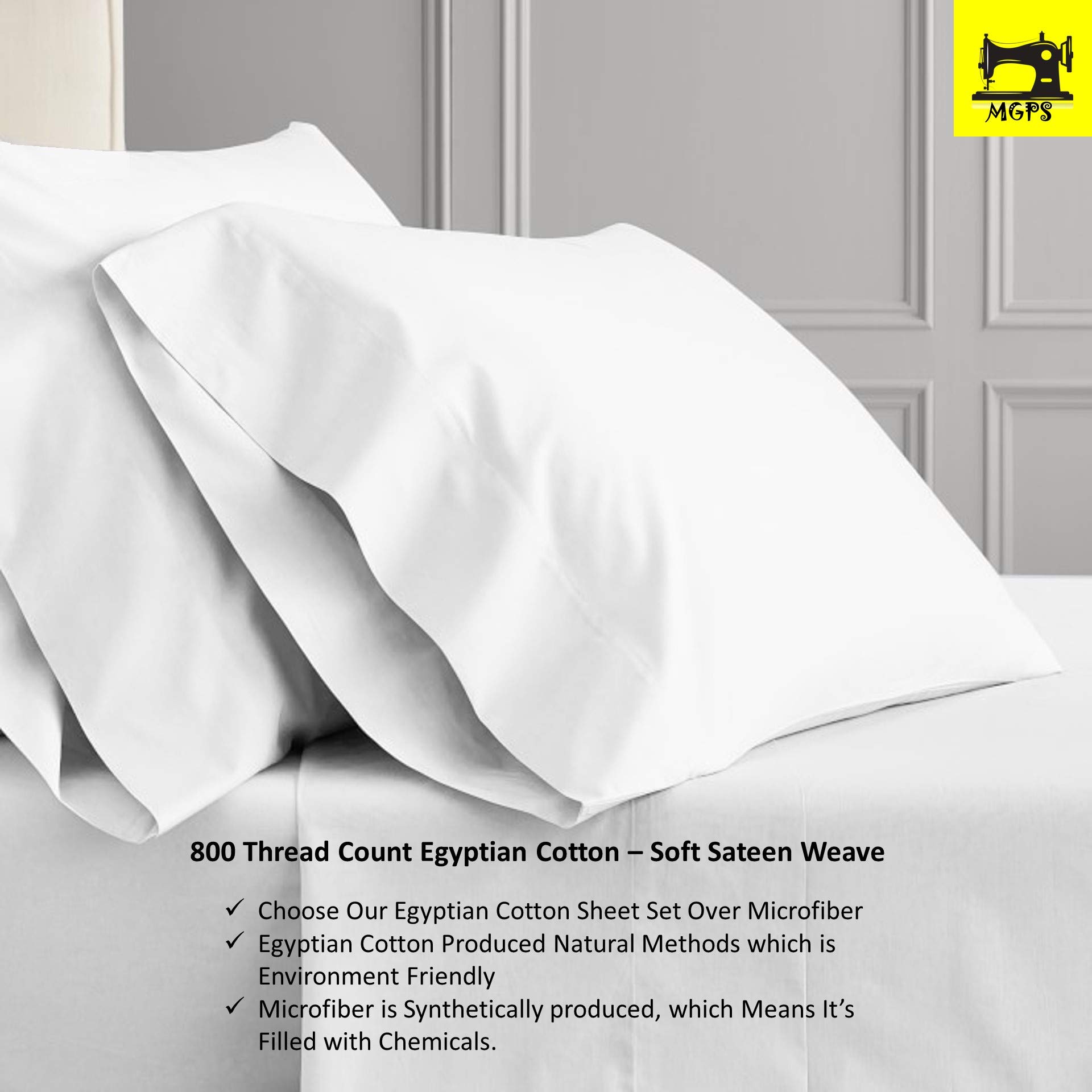 Premium 800 Thread Count 100% Egyptian Cotton Split Head Queen Sheet Set - 12-Inch Deep Pockets for Adjustable Beds | 36