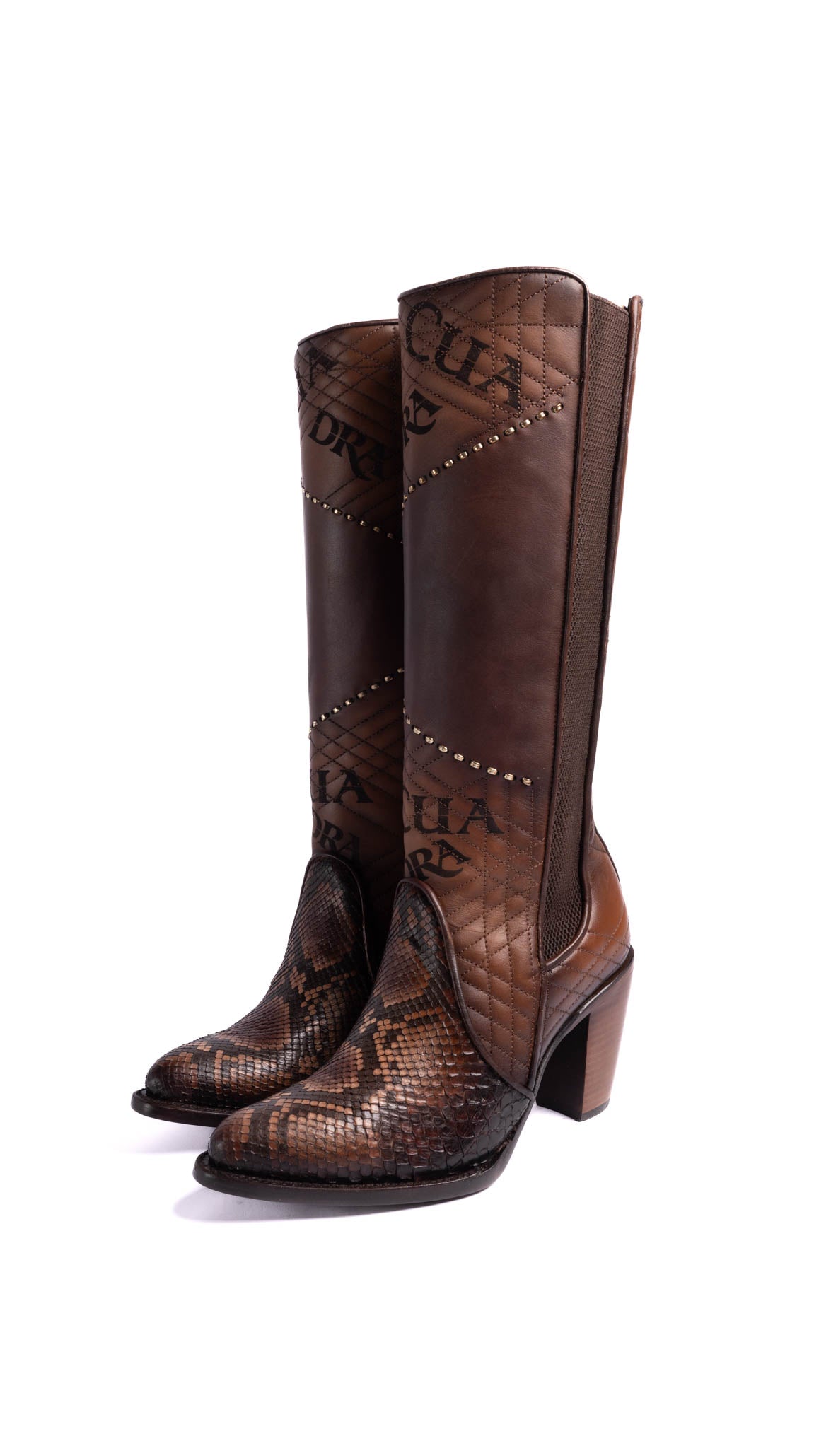 Women's Cuadra CU561 LD Glazed Chestnut Python Laser & Embroidery & Woven Round Toe Cowboy Boots - Perfect for Western Fashion, Country Concerts & Night Out