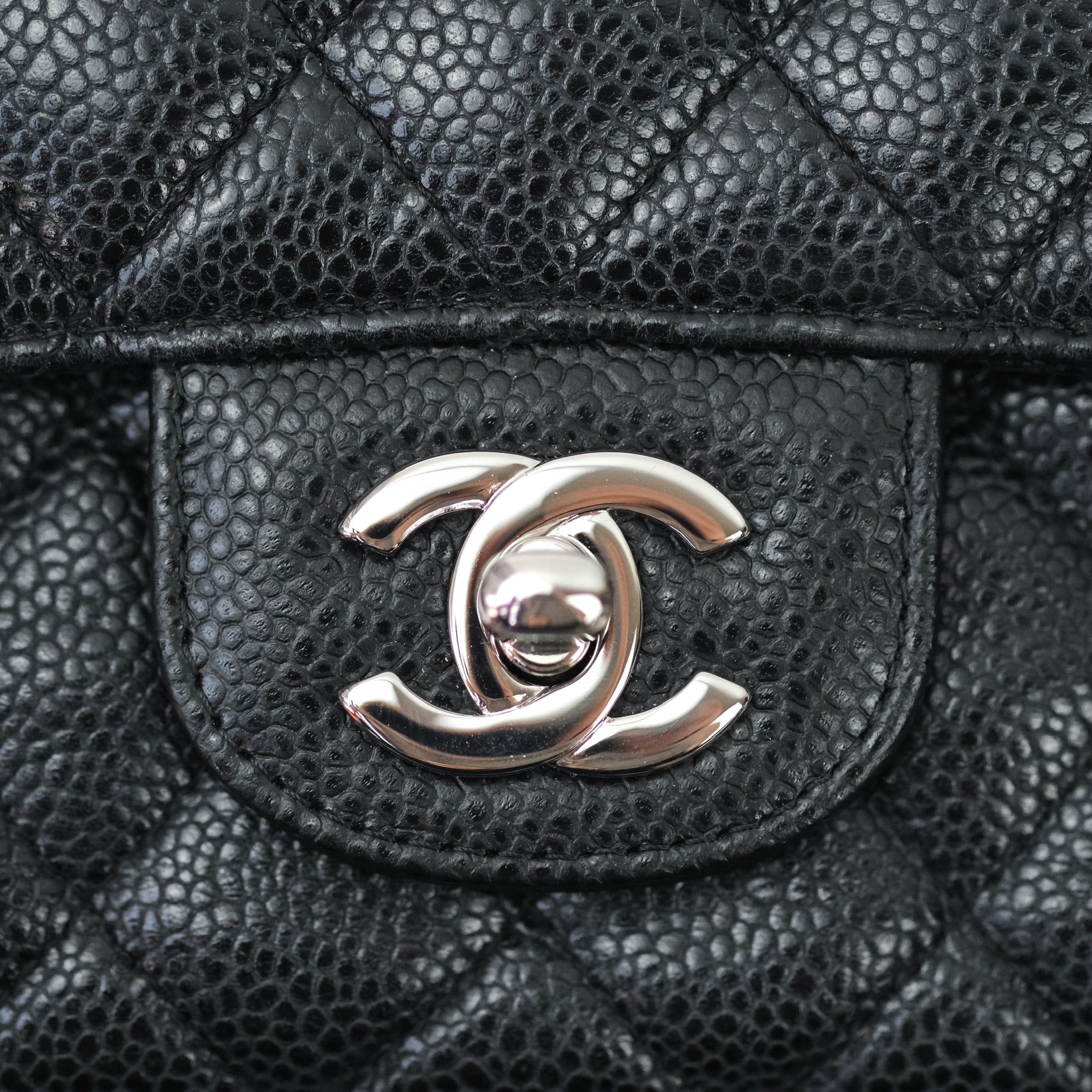 Chanel Classic M/L Medium Double Flap Bag Black Caviar Leather with Silver Hardware - Luxury Designer Handbag for Women, Perfect for Work, Evening Events & Special Occasions