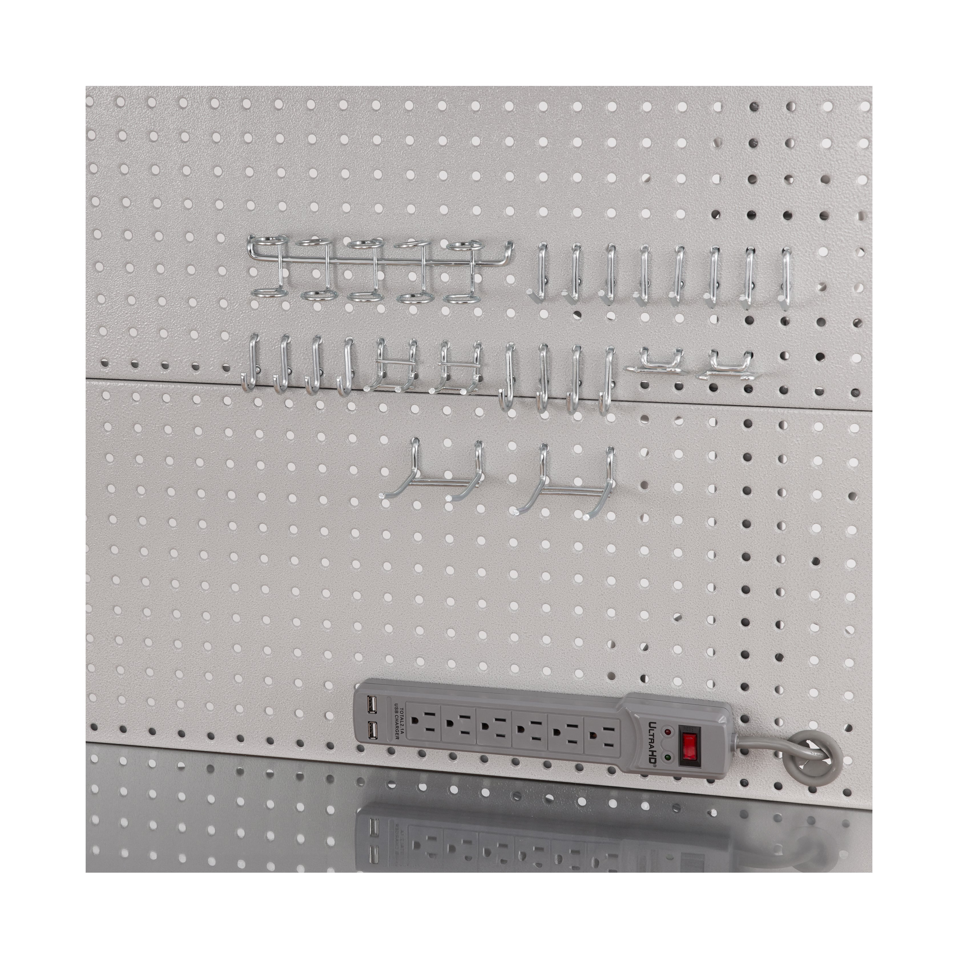 UltraHD® LED Illuminated Work Center with Stainless Steel Top & Pegboard - Granite Finish | Perfect for Garage Organization, DIY Projects & Home Workshops