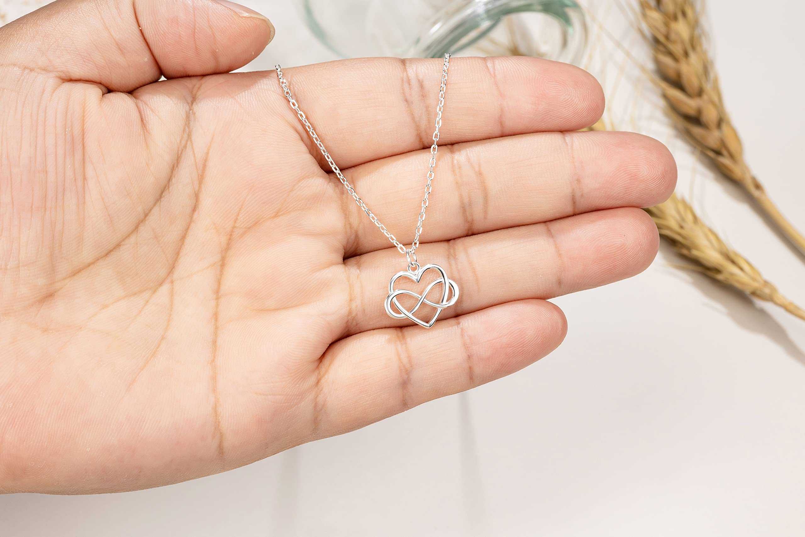 RareLove Strength Necklace for Women - 925 Sterling Silver Tiny Infinity Heart Pendant - Inspirational Fighter Jewelry - Meaningful Gift for Breast Cancer Survivors, Get Well Soon Present, Comfort Item for Cancer Patients - Perfect for Daily Wear, Special Occasions & Encouragement Gifts