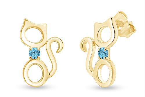 Yellow Gold Over - Simulated Blue Aquamarine