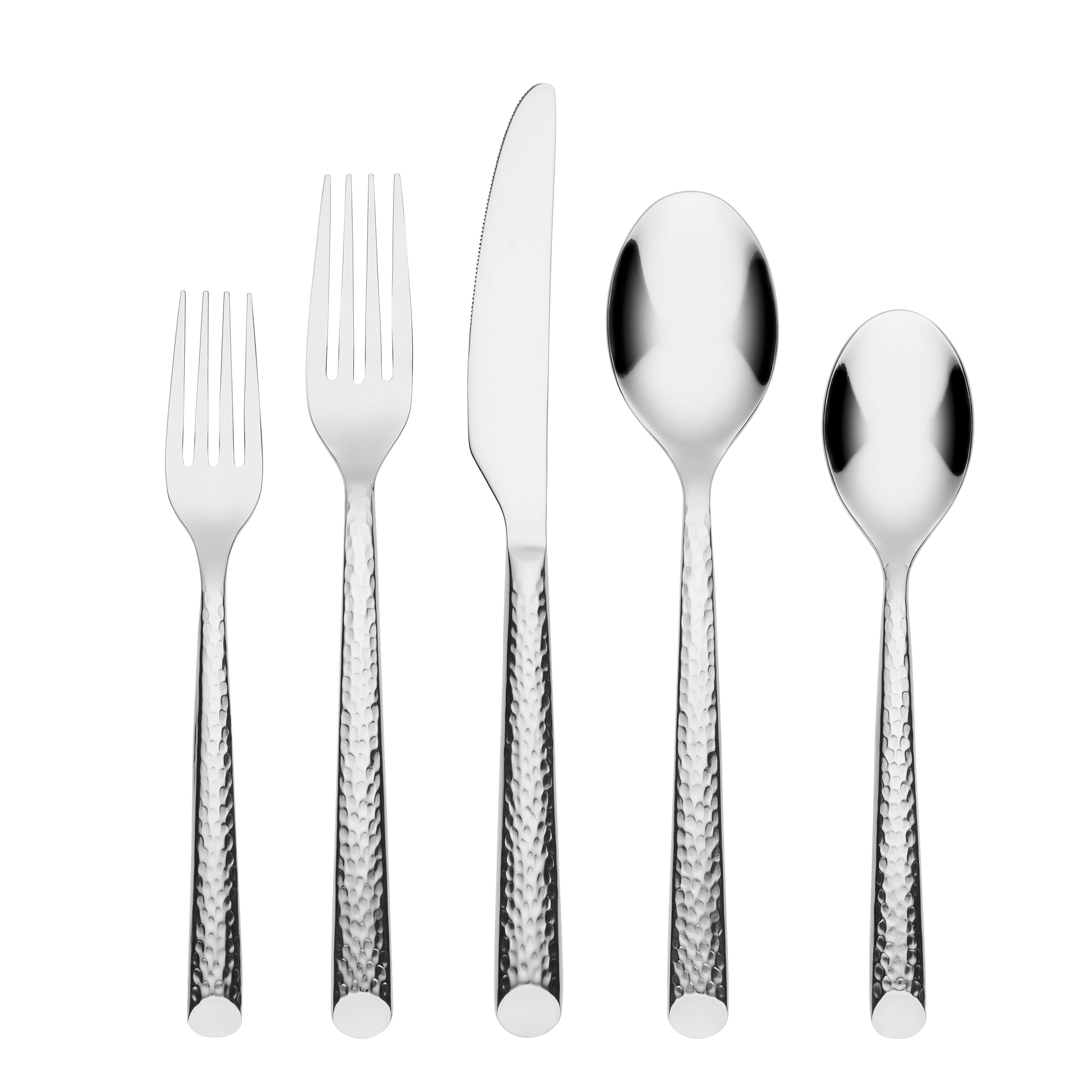 Elsa Mirror Hammered 20-Piece Stainless Steel Flatware Set - Elegant Dining Utensils for Wedding, Party & Home Decor