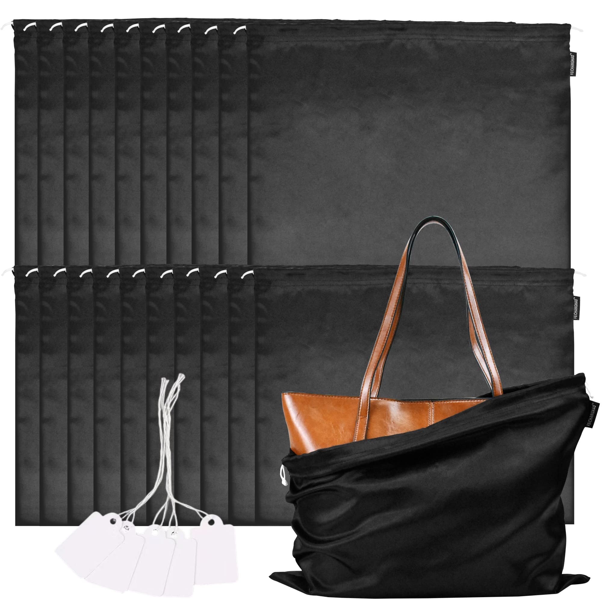 20 Pack Luxury Silk Dust Bags for Designer Purses & Handbags - Premium Storage Covers for Travel, Shoes, Boots & Accessories | Perfect for Closet Organization & Luxury Item Protection
