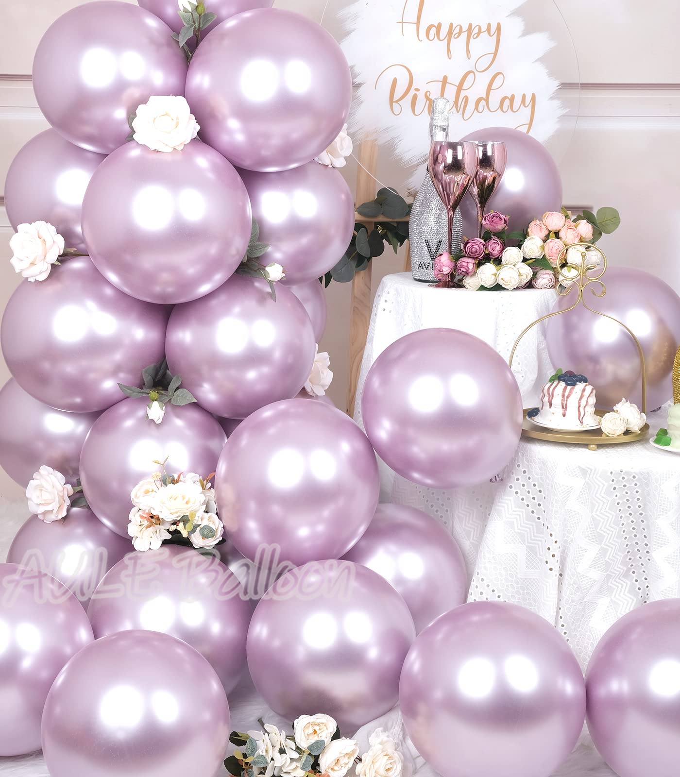 50 Pcs 12 Inch Metallic Light Purple Latex Balloons - Chrome Lavender & Lilac Helium Balloons for Birthday, Graduation, Gender Reveal Party Decorations - Perfect for Indoor/Outdoor Celebrations, Baby Showers & Wedding Decor