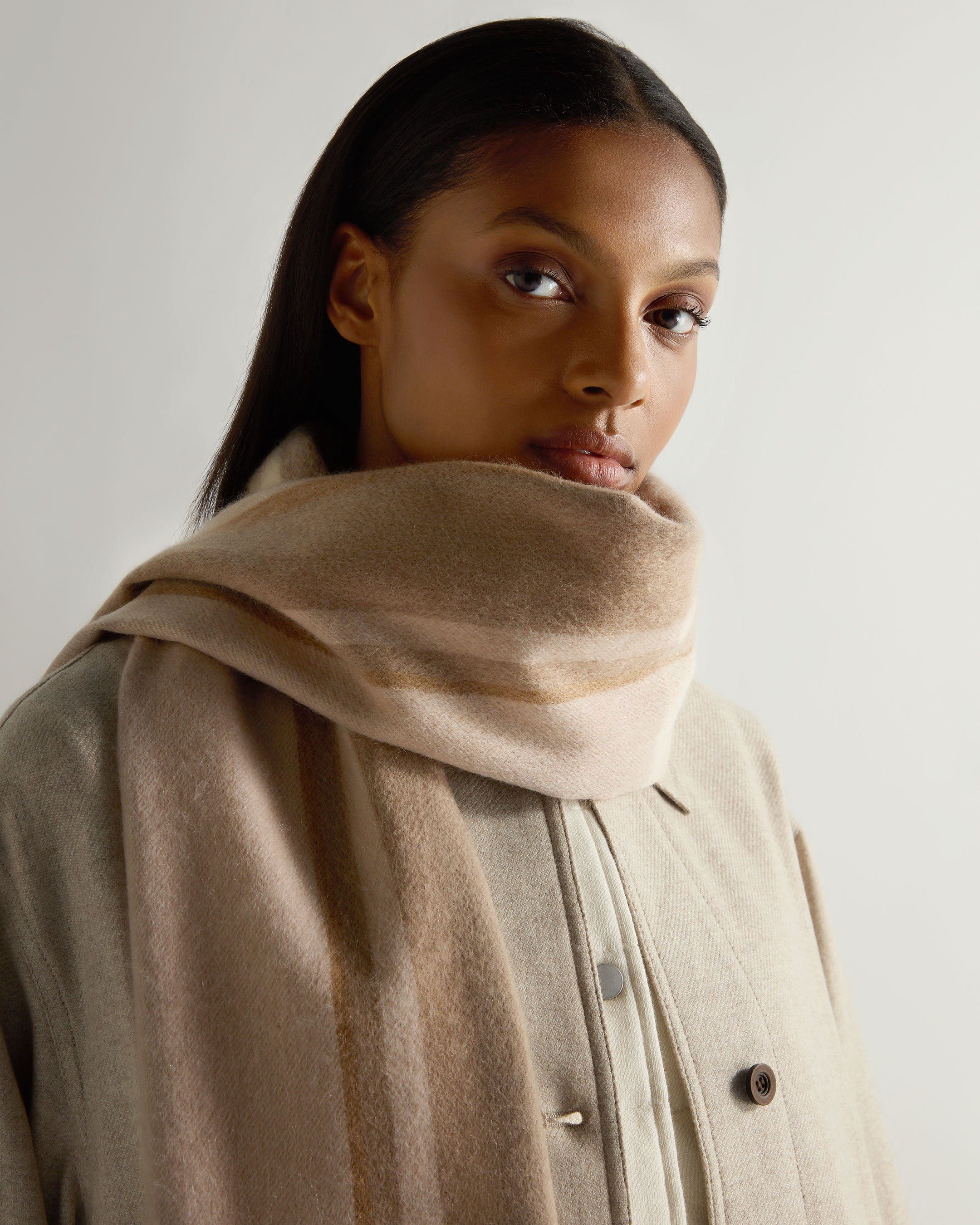 Premium Unisex Cashmere Check Scarf - Soft Brown Plaid Winter Wrap for Men & Women | Perfect for Cold Weather, Office & Outdoor Activities
