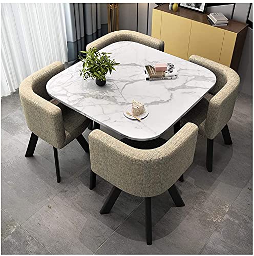 Stylish Marble Dining Table and Chair Set - 4-Piece Modern Kitchen & Living Room Furniture for Small Spaces | Perfect for Balcony, Breakfast Nook & Compact Apartments
