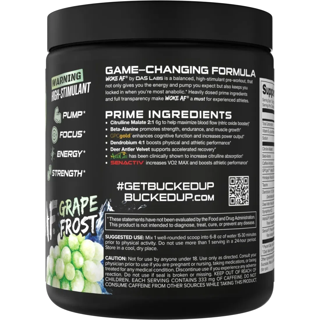 Bucked Up WOKE AF Pre-Workout Supplement - New Year's Limited Edition for Energy & Focus - Perfect for Gym, Fitness & Bodybuilding Training