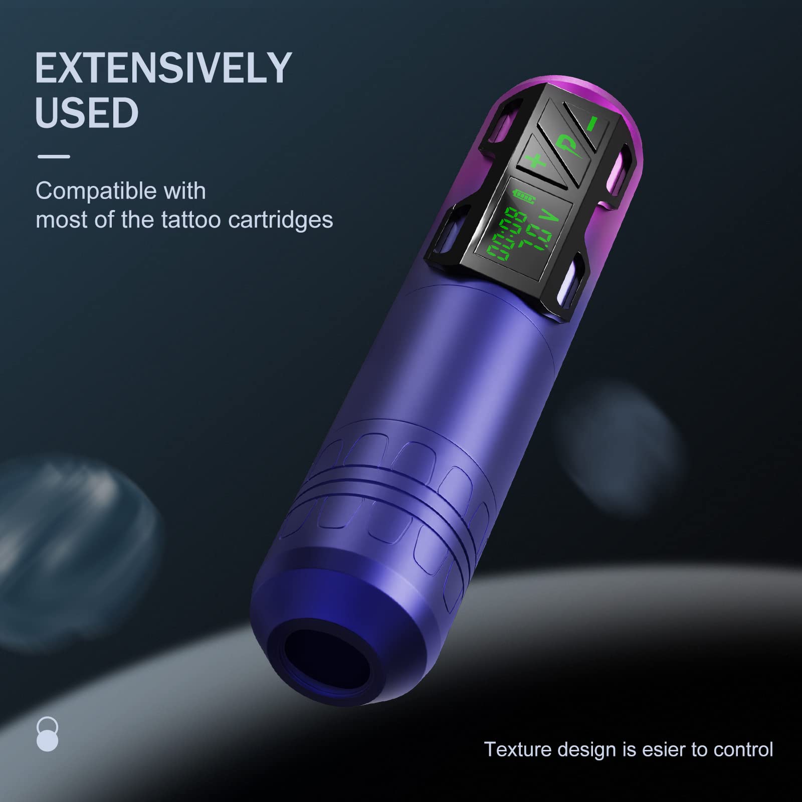 Professional EZ Wireless Tattoo Pen Machine - 4.0mm Stroke Rotary Tattoo Gun with 1800mAh Rechargeable Battery, Needle Cartridges for Tattoo Artists | Portable Cordless Design for Studio & Travel Tattooing (Portex 2S Purple)