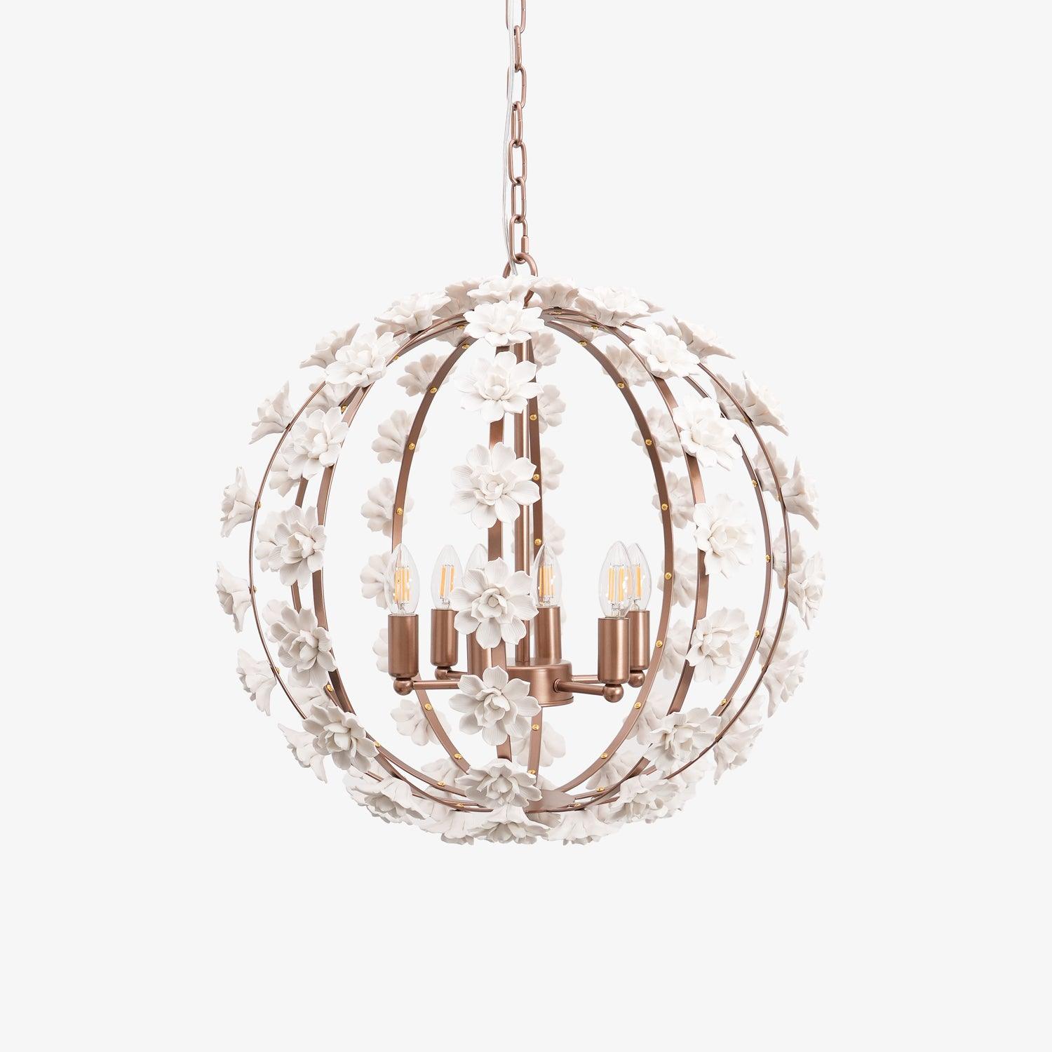 Bianca Floral Orb Chandelier - Elegant Crystal Ceiling Light Fixture for Dining Room, Bedroom & Living Room Decor | Modern Floral Design Lighting for Home & Wedding Venues