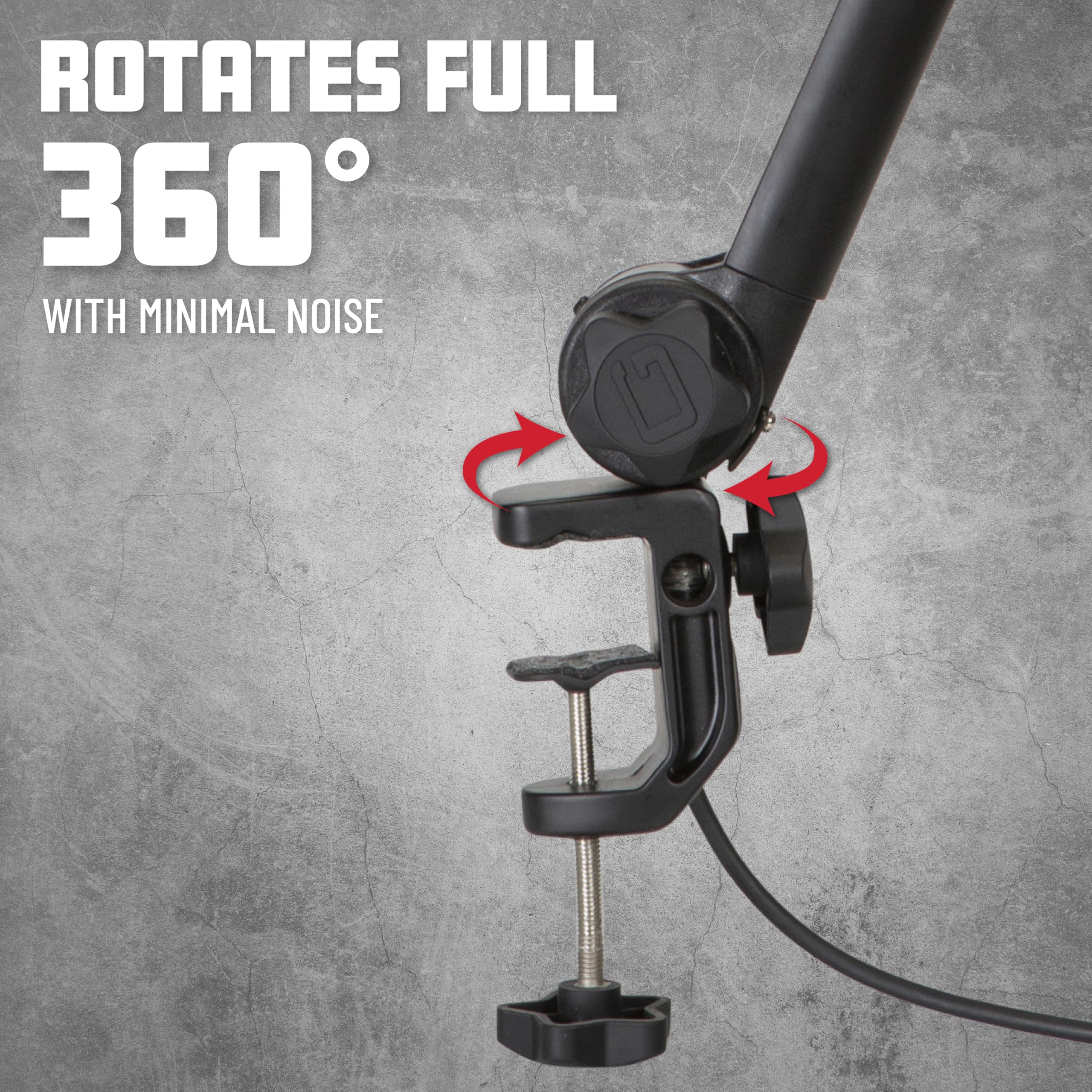 Gator Frameworks GFWBCBM3000 Deluxe Desk-Mounted Broadcast Microphone Boom Stand - Adjustable XLR Mic Arm for Podcasting, Streaming, Voice Recording & Home Studio Setup - Perfect for Podcasters, Gamers & Content Creators