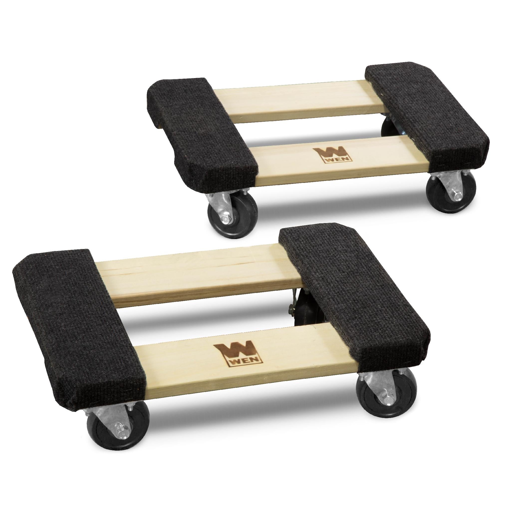 WEN 721218 1320 Lb Capacity 12x18 Inch Hardwood Furniture Dolly 2-Pack - Heavy Duty Moving Equipment for Home, Office & Warehouse Use