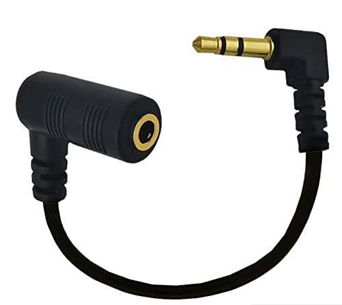 Seadream 3.5mm Stereo Audio Extension Cable - 30cm 3-Pole Angled Male to Angled Female Headphone Jack Extender for Beats by Dre, iPhone, Gaming Headsets - Perfect for Studio Recording, Mobile Devices & Home Theater Systems