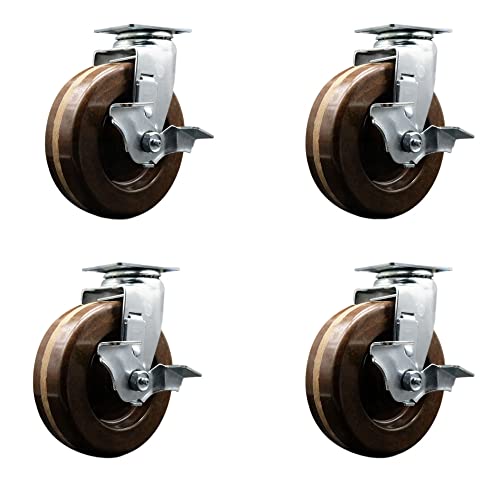 4 Swivel - Top Lock Brakes - Brown