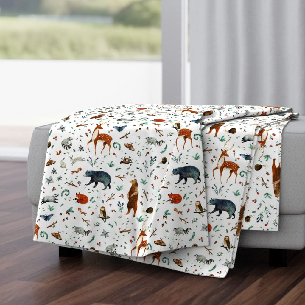 Soft Plush Minky Throw Blanket 50x70 Inches - Woodland Forest Animals Design with Deer, Owl & Bear Print for Baby Nursery, Boys & Girls | Cozy Blanket for Kids Bedroom, Couch & Travel