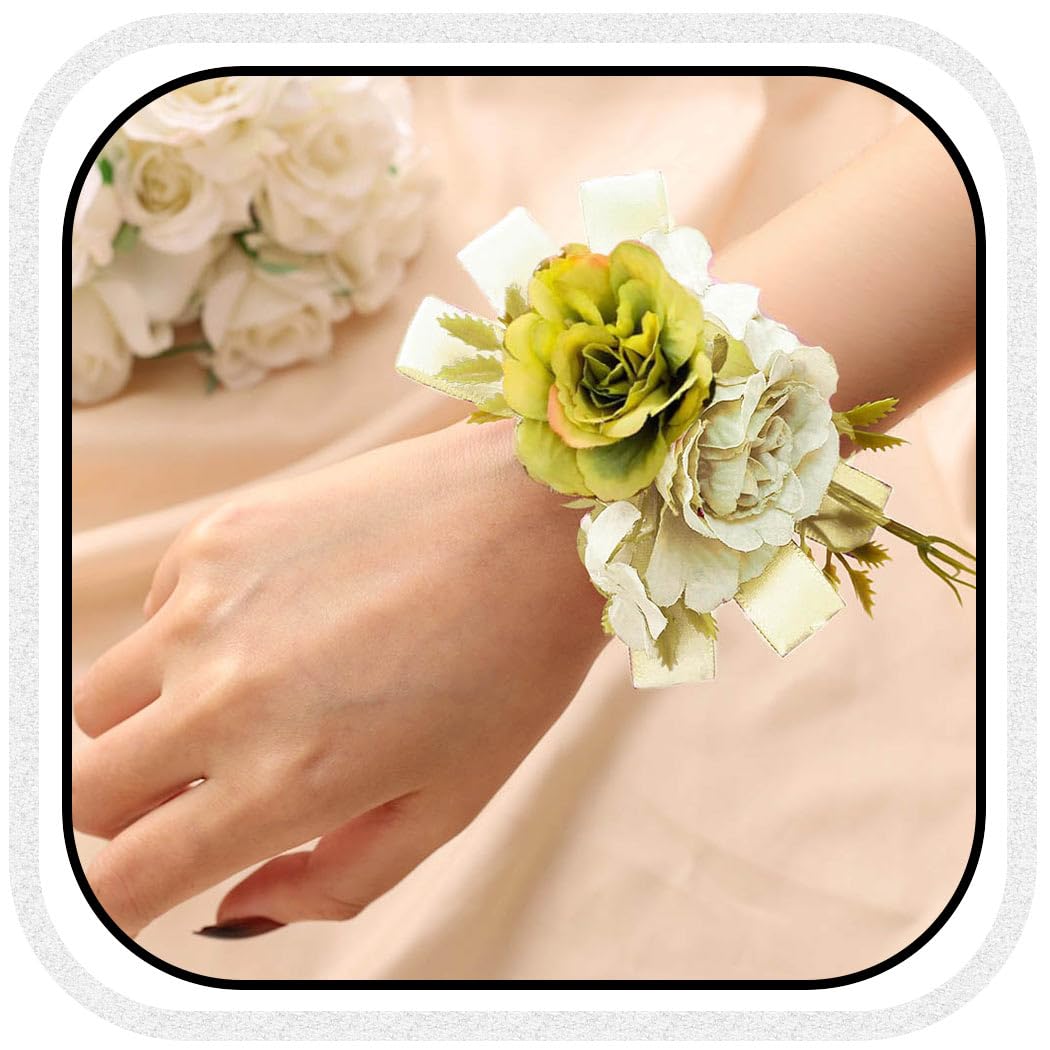 CASDRE Elegant Pearl Bridal Wrist Corsage - Hand Flower Wedding Accessory for Women & Girls (Green) | Perfect for Bridesmaids, Flower Girls & Wedding Ceremonies