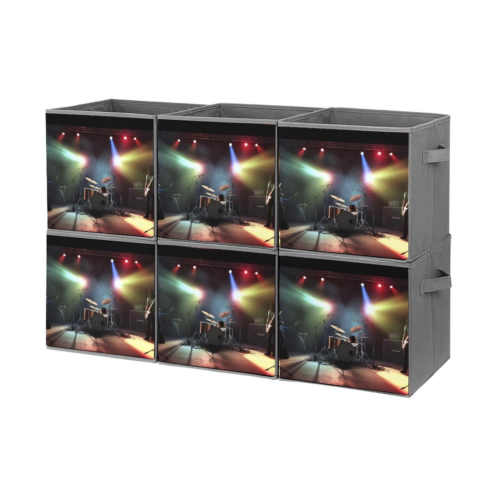 6-Pack Collapsible Storage Bins with Handles - Large Closet Organizer for Clothes, Toys & Home Organization | Perfect for Rock Band Gear, Stage Props & Household Storage