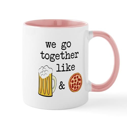 White/Pink Inside - Beer And Pizza Mugs