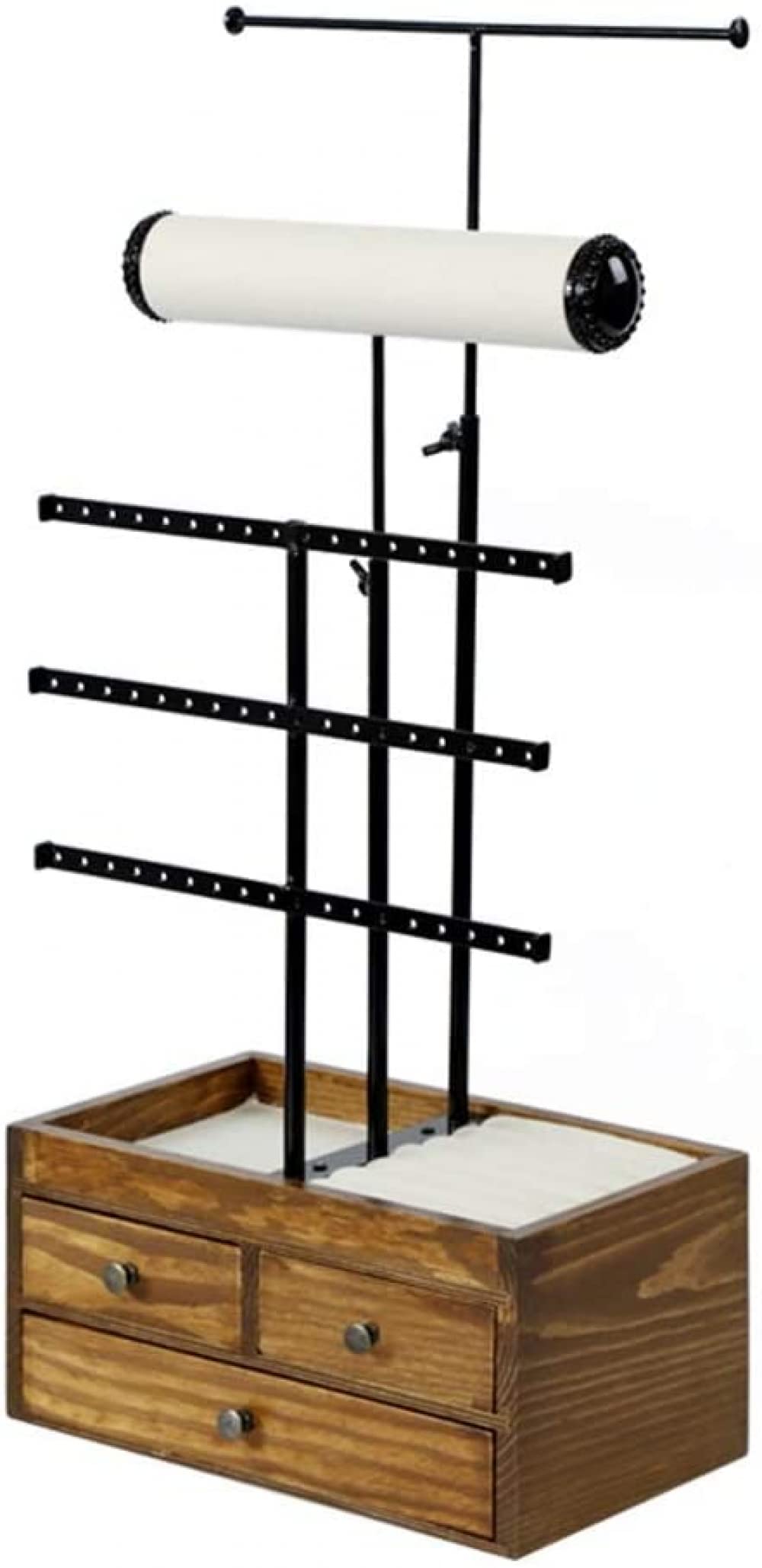 GZCOS Jewelry Display Rack - Adjustable Tabletop Jewelry Organizer with Drawers, Wrought Iron Necklace & Earring Stand for Rings, Bracelets Storage - Perfect for Boutique, Retail Store, and Home Decor