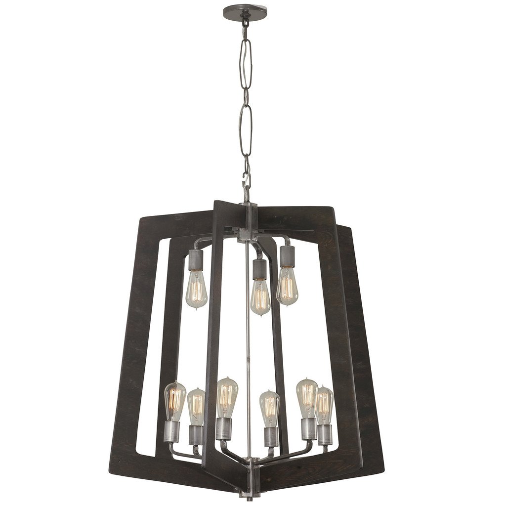 Lofty 9-Light Chandelier with Faux Zebrawood & Steel Finish - Elegant Dining Room Lighting for Modern Home Decor