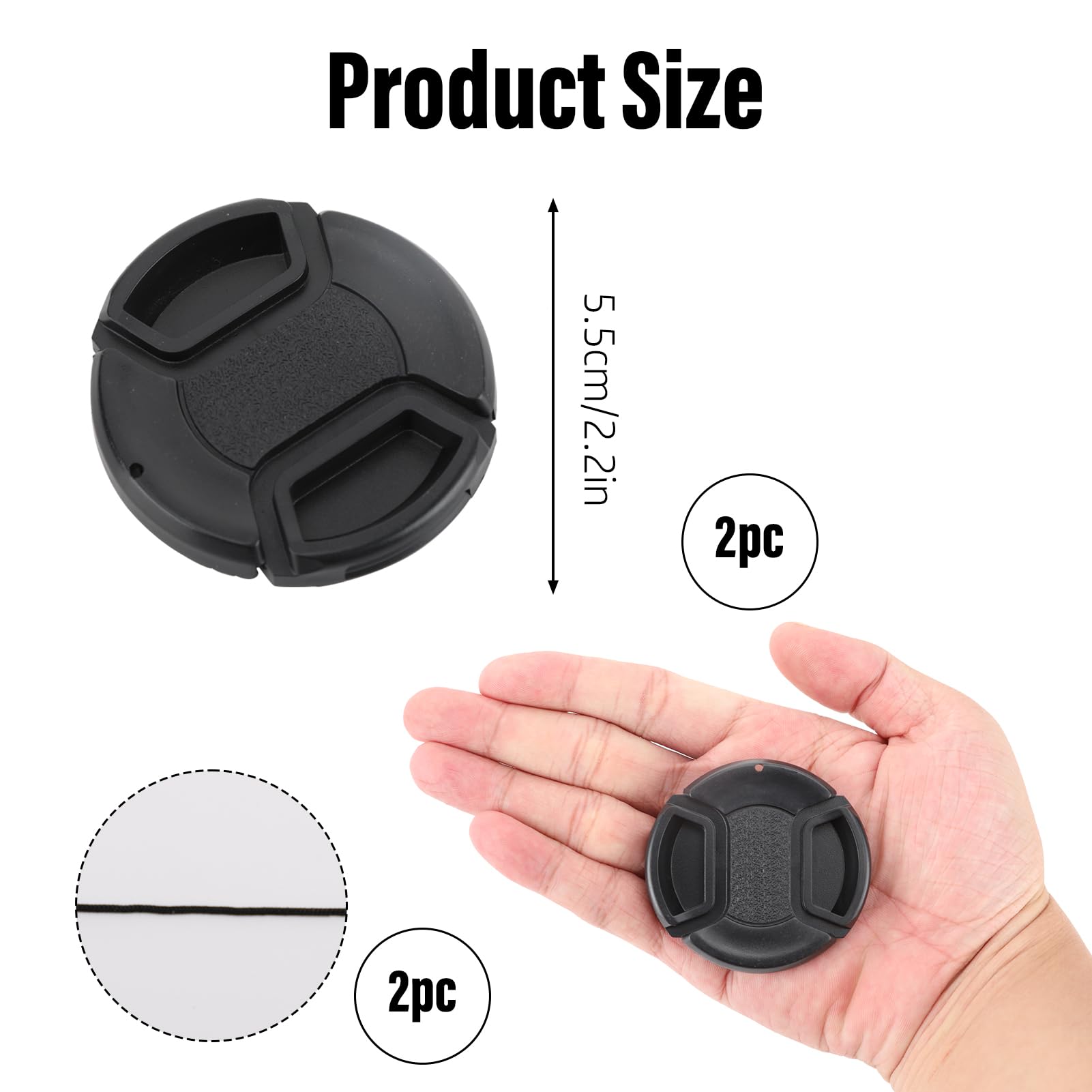 52mm Universal Lens Cap 2-Pack - Compatible with Nikon D3000 D3100 D3200 D3300 D5000 D5100 DSLR Cameras - Durable Camera Lens Cover for Protection - Perfect for Travel, Photography & Equipment Storage