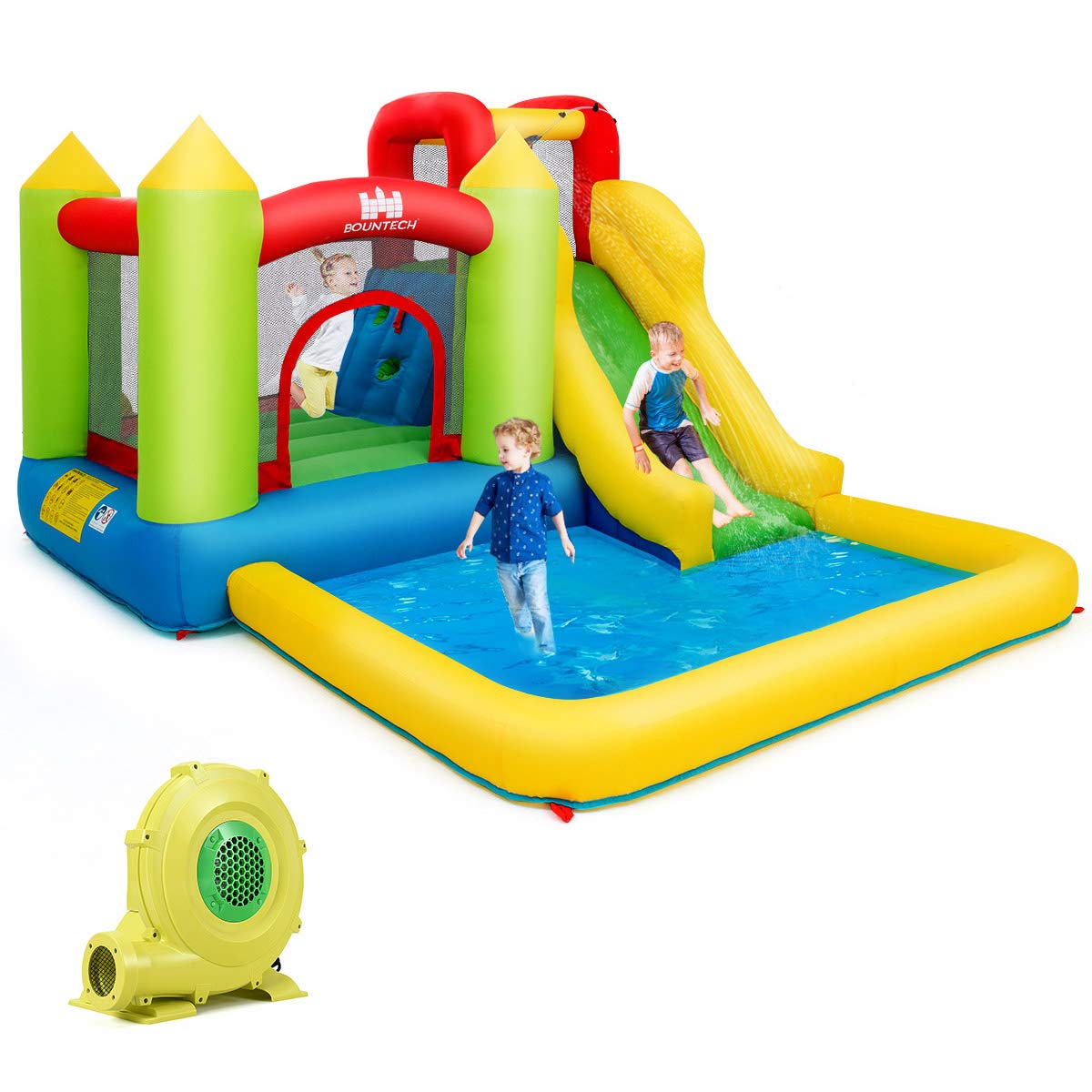 **Costzon 12x9FT Inflatable Water Slide & Bounce House for Kids - Outdoor Water Play with Large Jumping Area, 480W Blower, Climbing Wall & Splash Pool - Perfect for Backyard Parties, Summer Fun & Birthday Gifts**    *(Use Cases: Ideal for backyard BBQs, birthday parties, summer gatherings, family reunions, and outdoor water play activities.)*